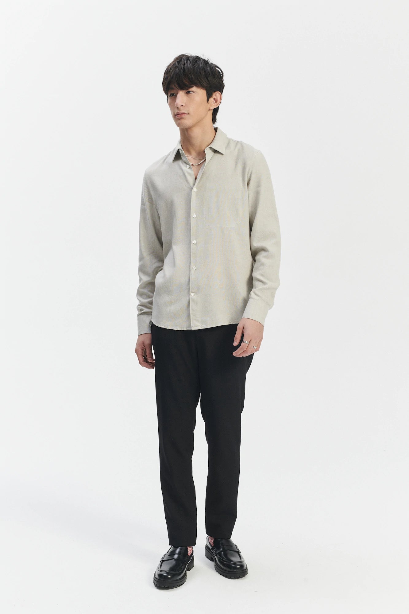 Feel Good Shirt in a Sky Grey Airy Mix of Portuguese Merino Wool and Modal