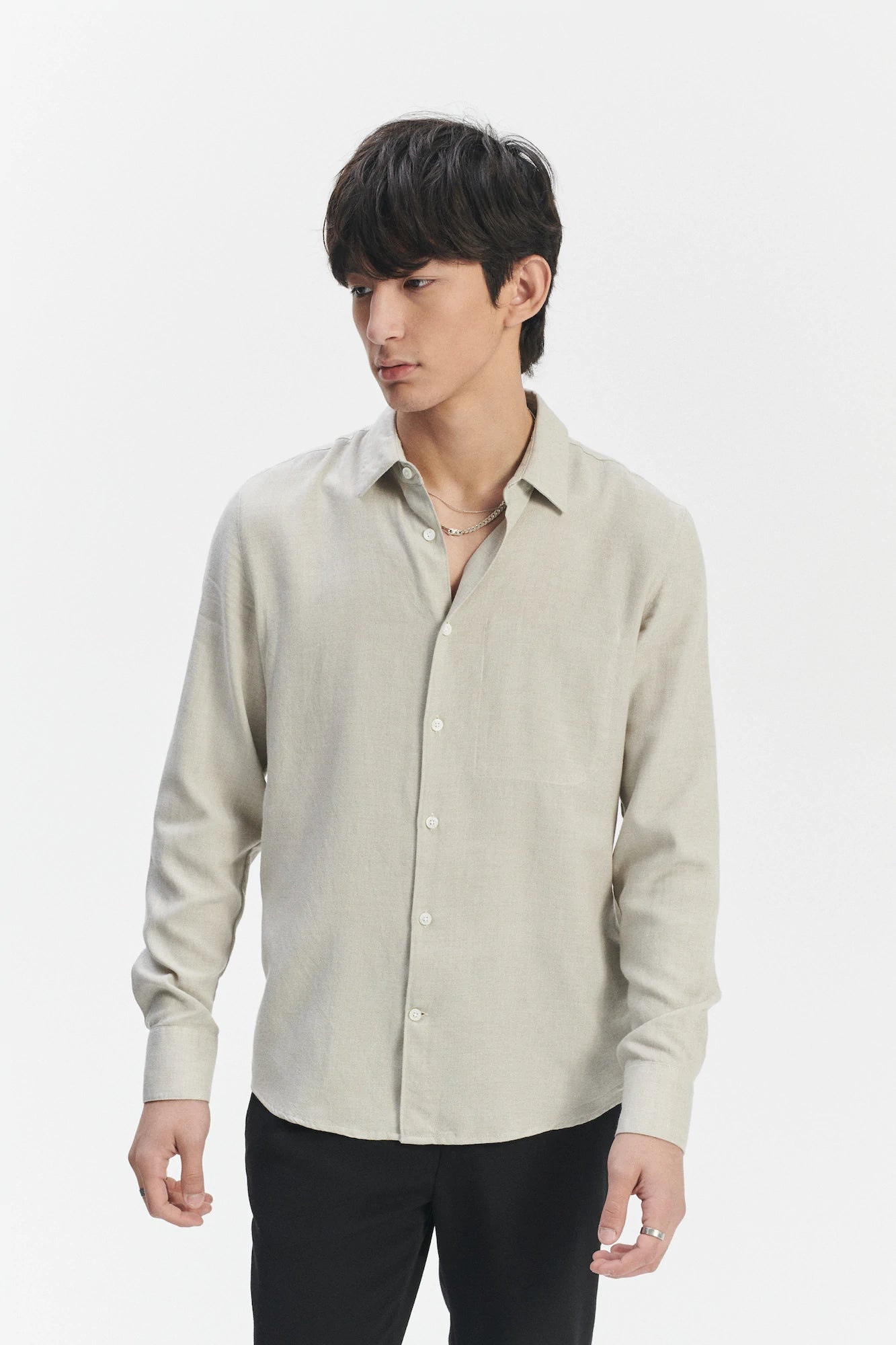Feel Good Shirt in a Sky Grey Airy Mix of Portuguese Merino Wool and Modal
