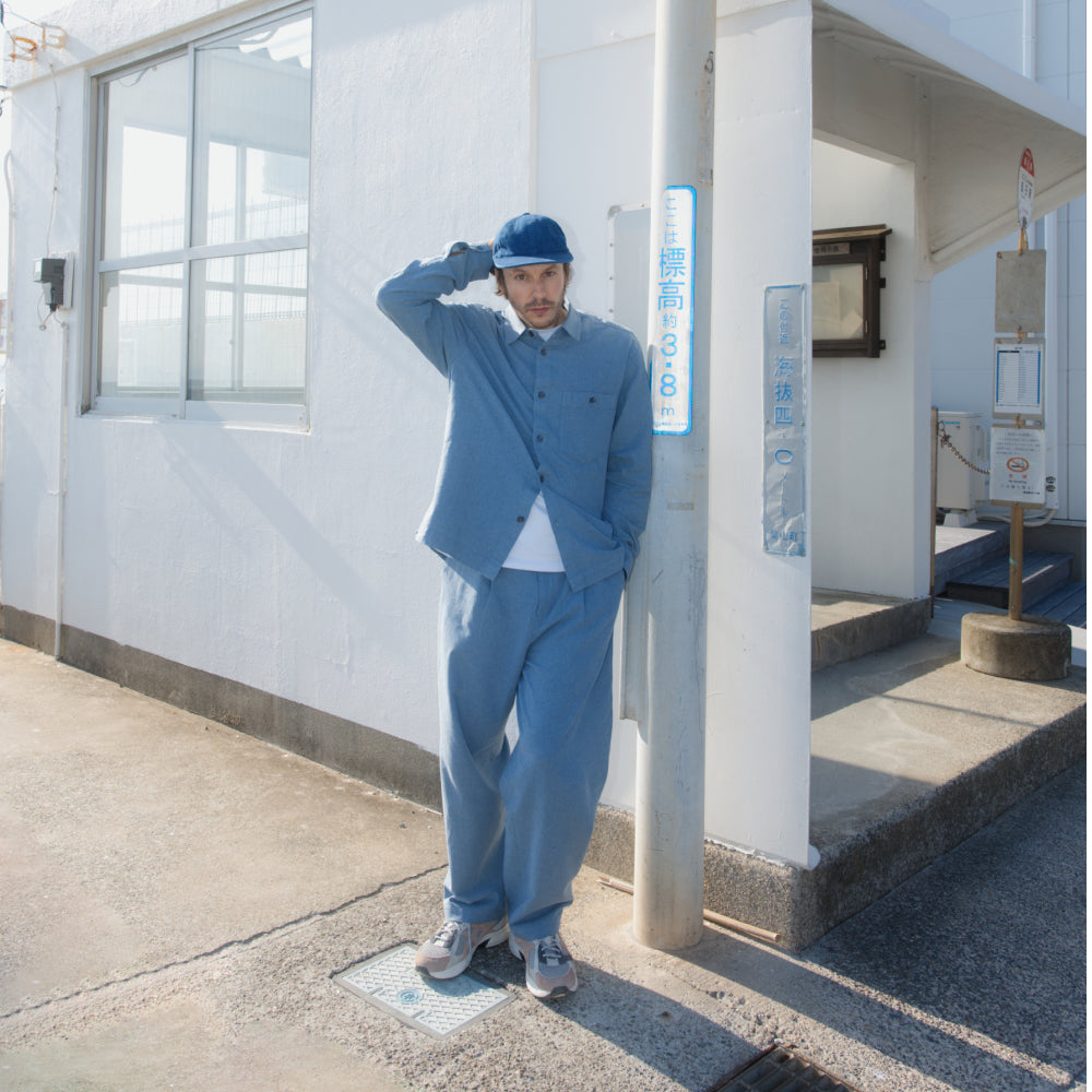Architects Overshirt Shirt in a Pale Sky Blue Italian Recycled Cotton Denim