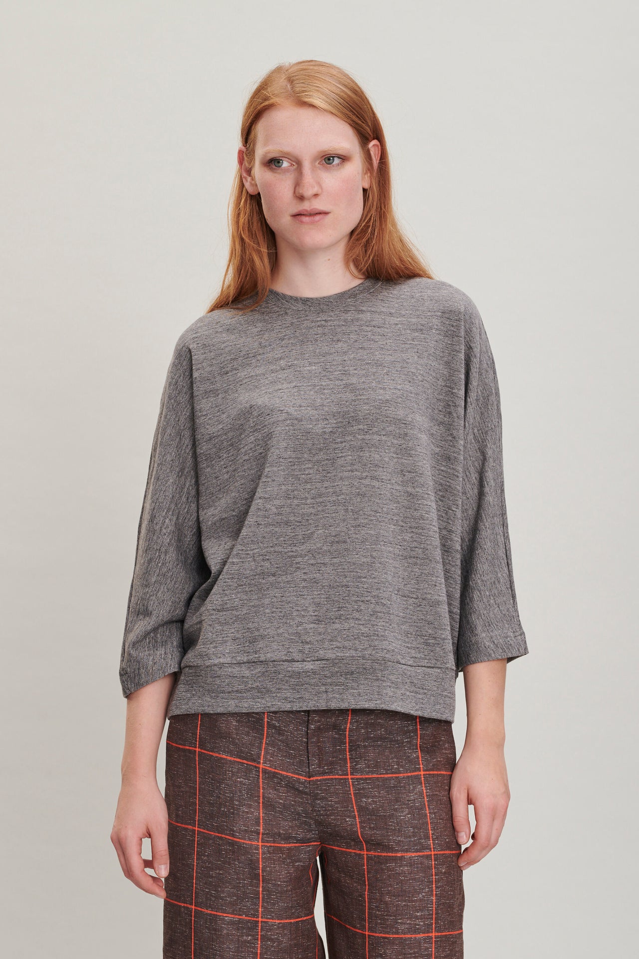 Long Sleeve Top in a Grey Fine Japanese Cotton Jersey