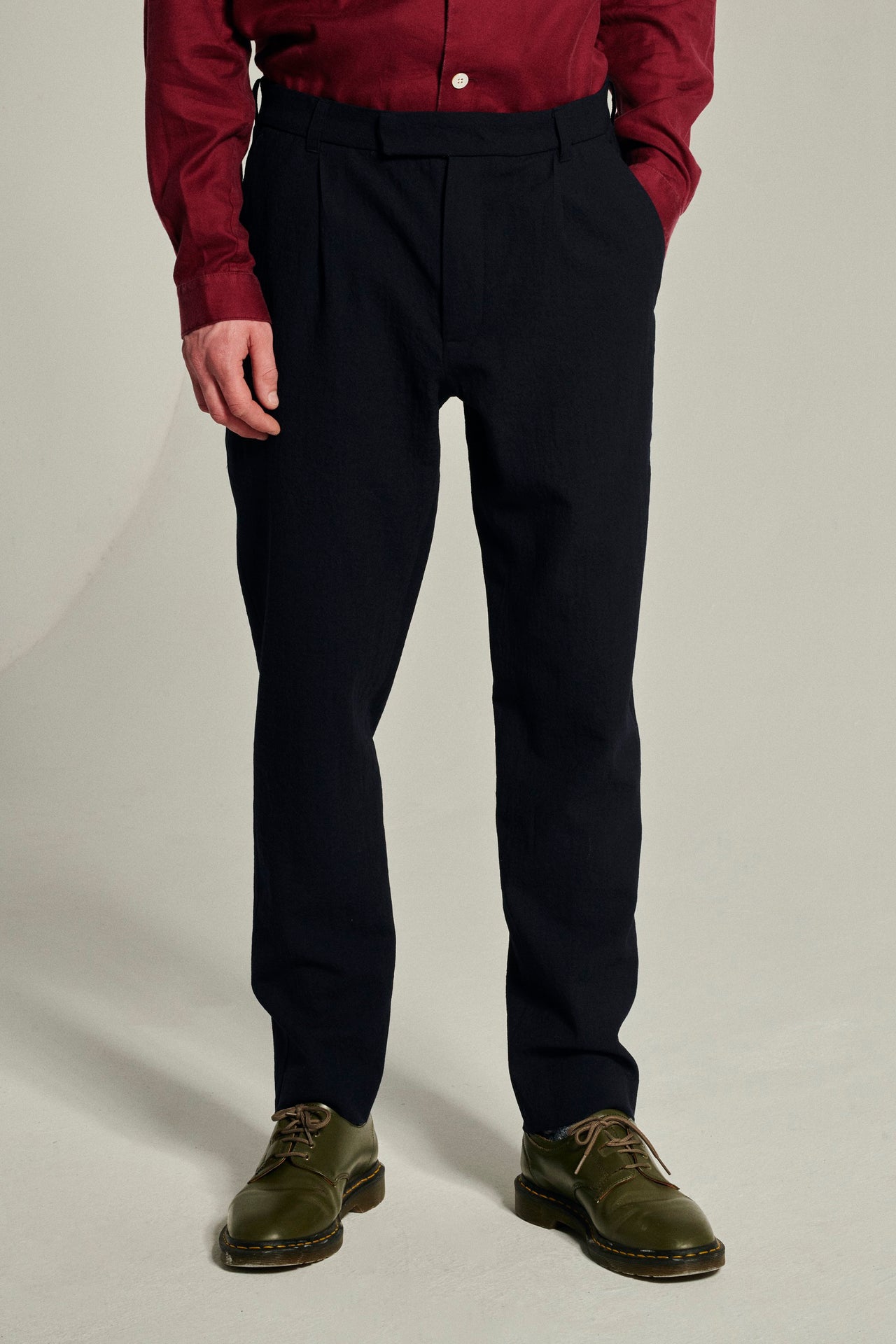 Bohemian Trousers in a Navy Blue Italian Soft Merino Wool