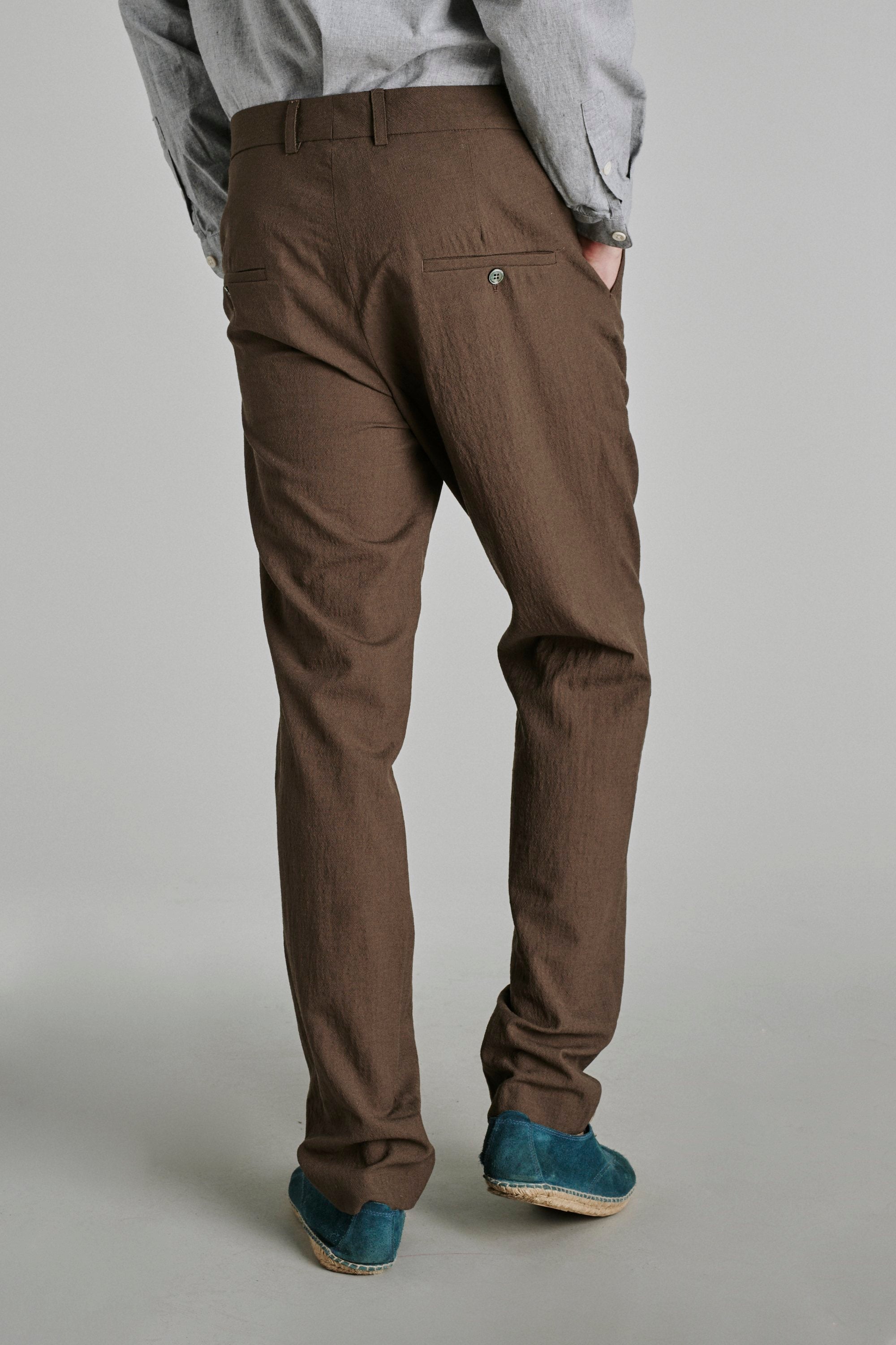 Bohemian Trousers in an Olive Brown Italian Soft Merino Wool