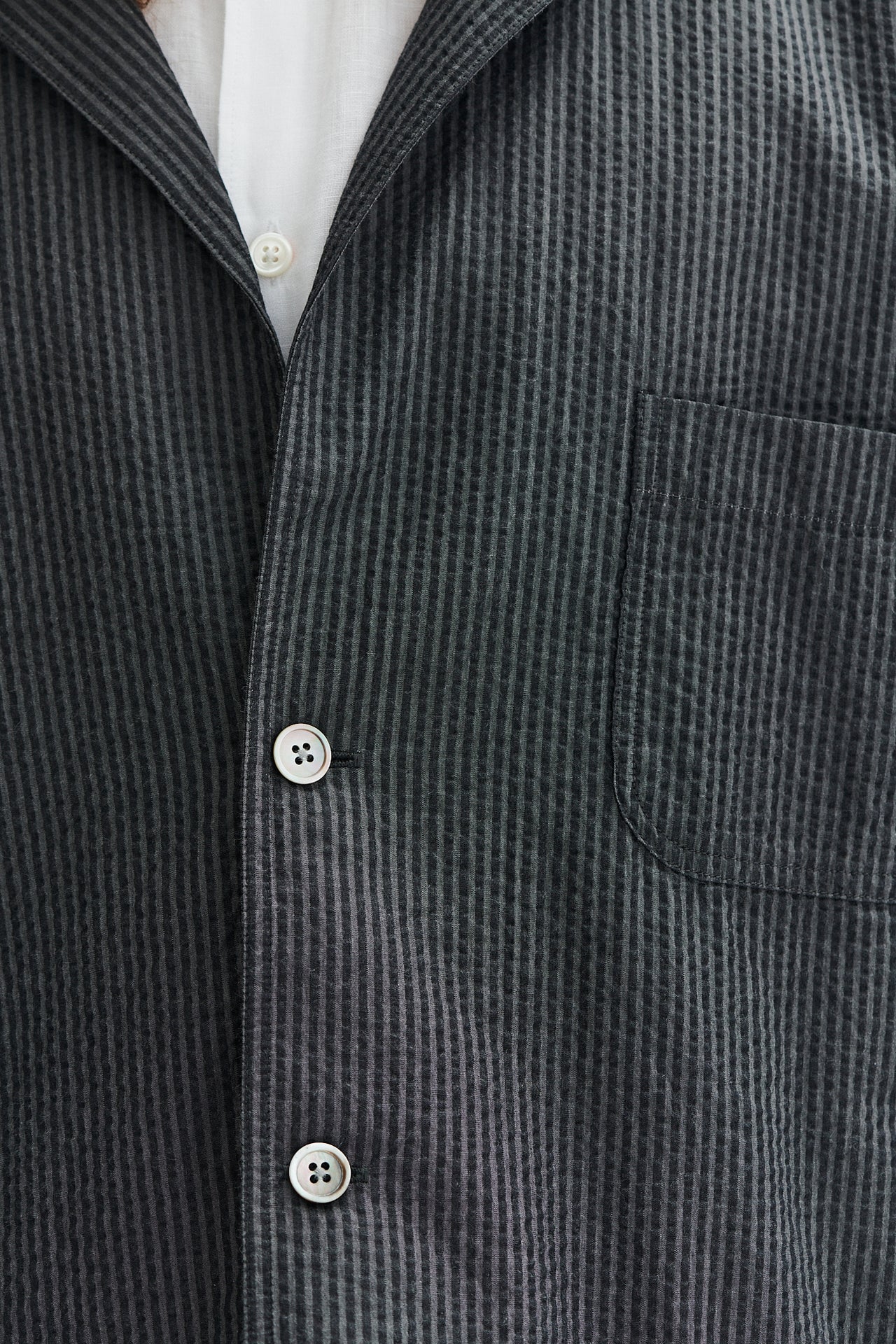 Sporting Jacket and Overshirt in a Tonal Grey Striped Portuguese Cotton Seersucker