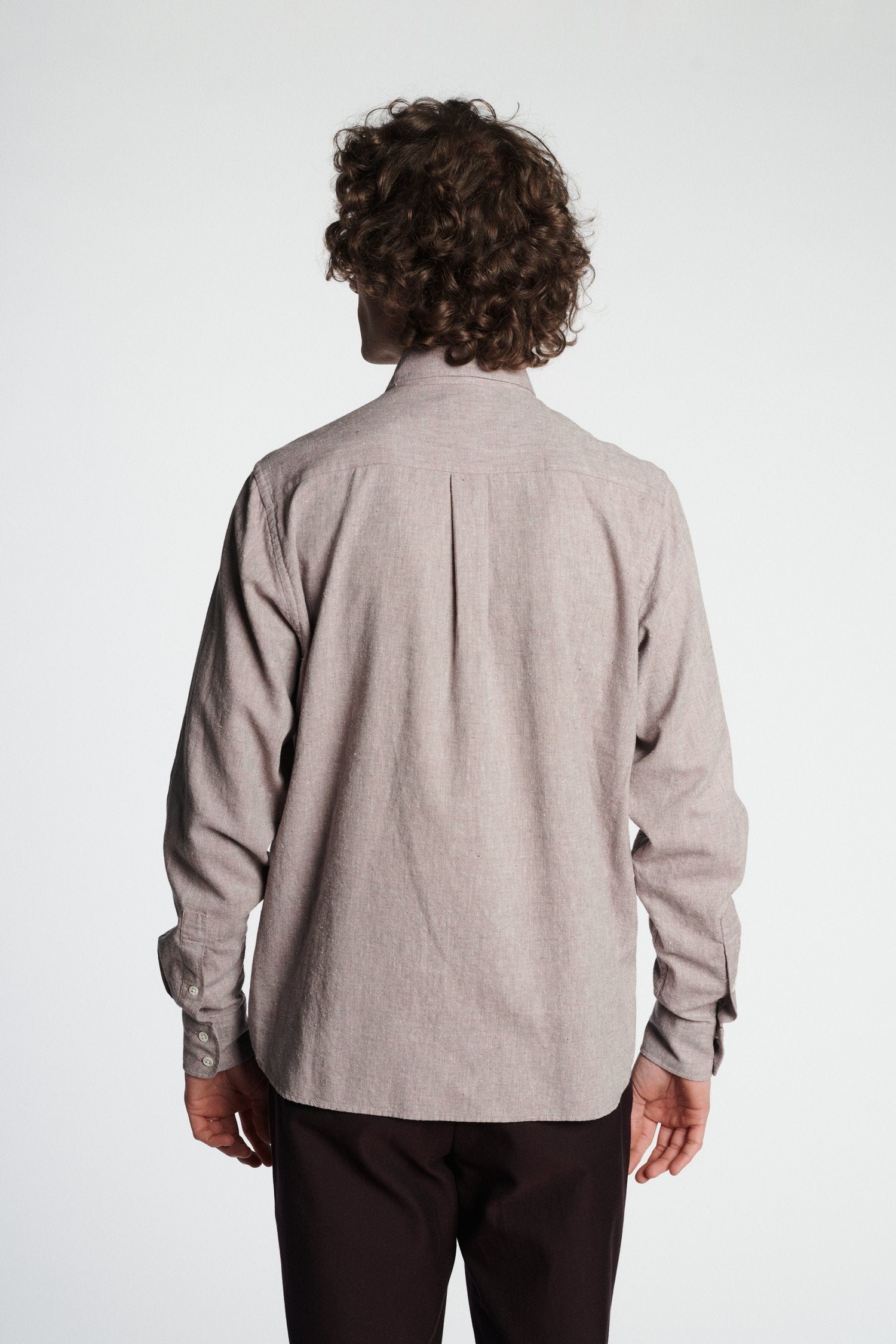 Button Down Shirt in a Grey Purple Italian Recycled Cotton