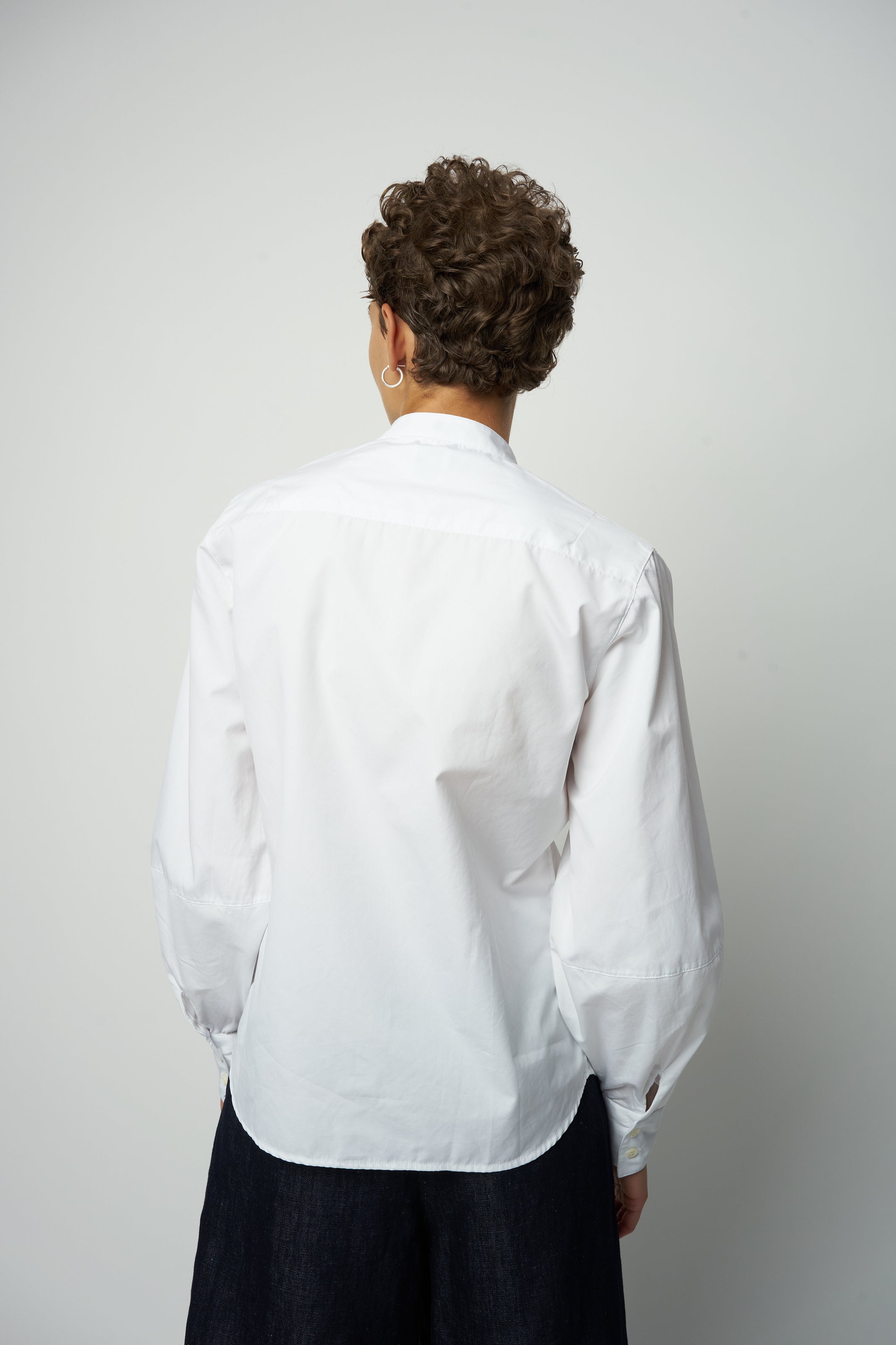 Relaxed Bulky Sleeves Shirt in a White Portuguese Organic Cotton Poplin
