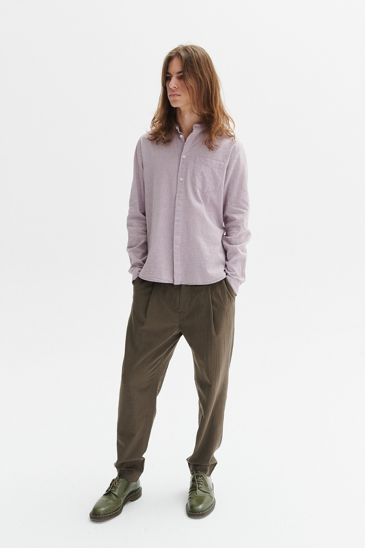 Zen Shirt in a Purple Heather Japanese Organic Cotton and Linen