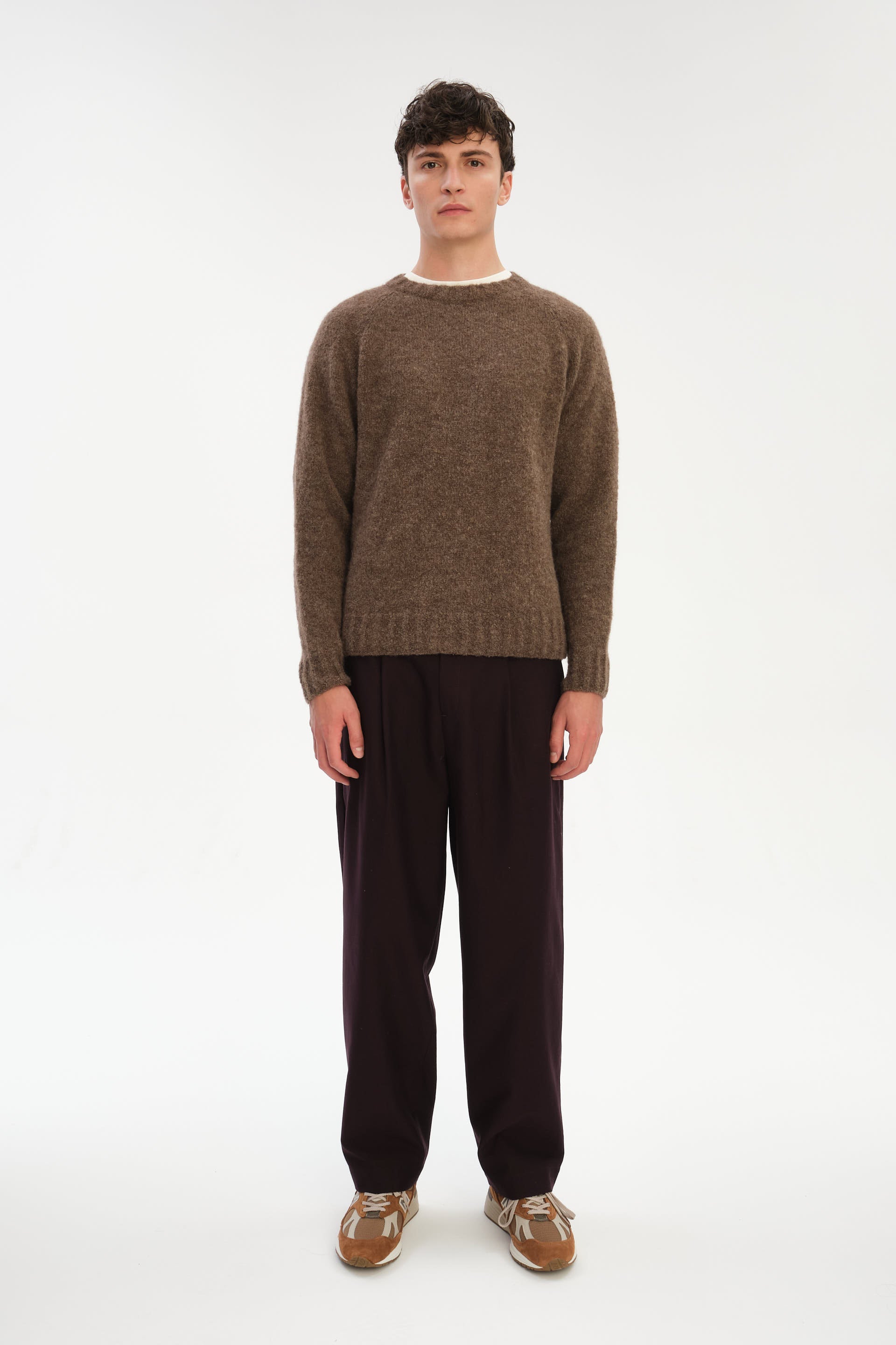 Pre-Order: Brushed Sustainable Alpaca Wool Crewneck Sweater in Cinnamon Brown