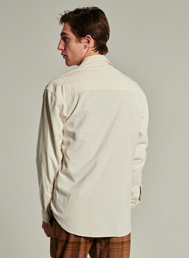 Relaxed Oversized Leisure Shirt in a Creamy Japanese Baby Corduroy Cotton