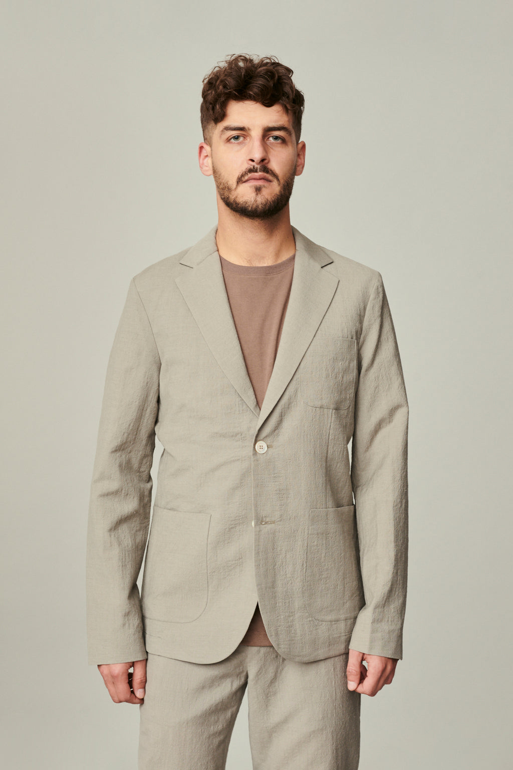 Winter Jacket in a Creamy Beige Polish Raw Wool with MEIDA Thermo Insulation