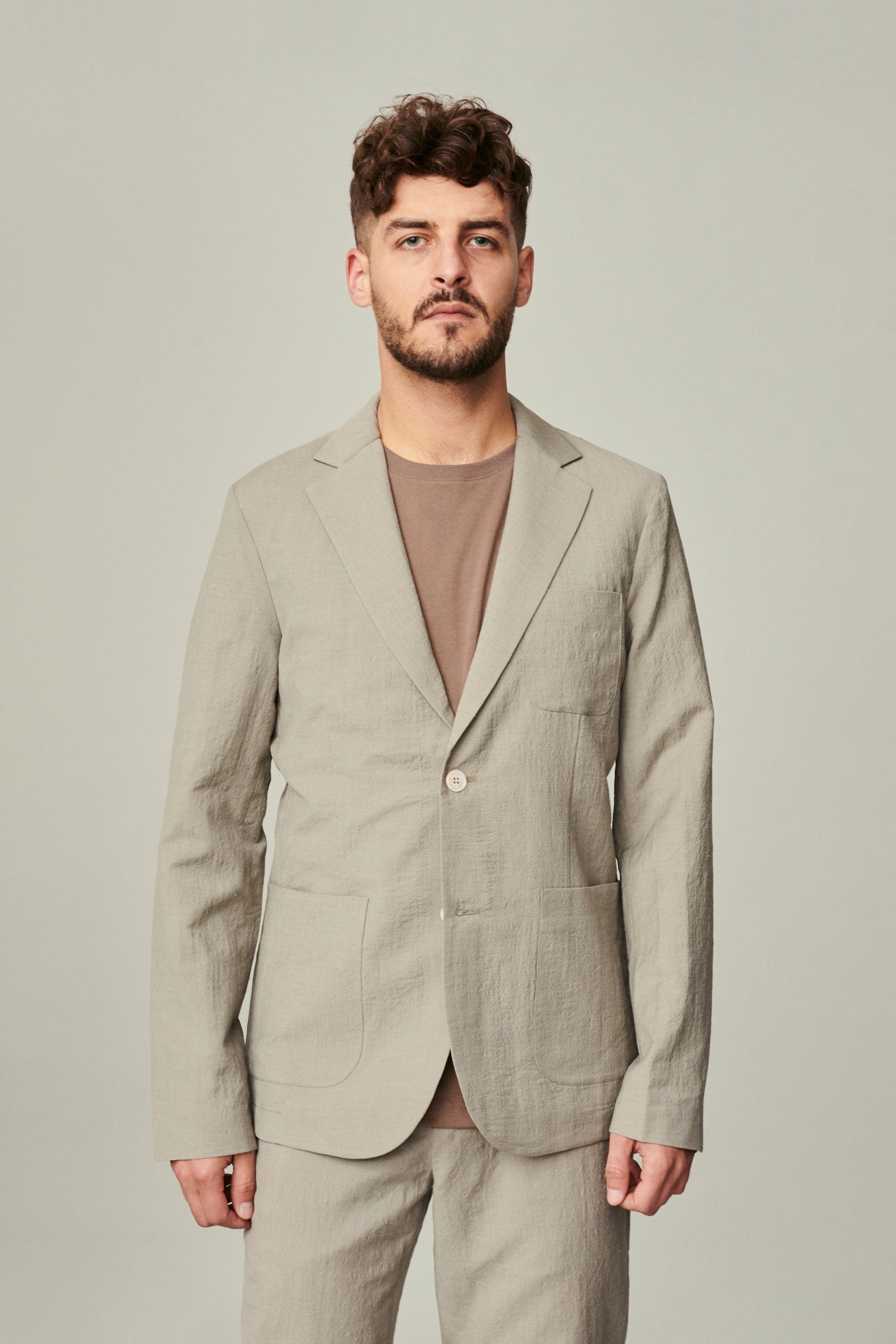 Winter Jacket in a Creamy Beige Polish Raw Wool with MEIDA Thermo Insulation