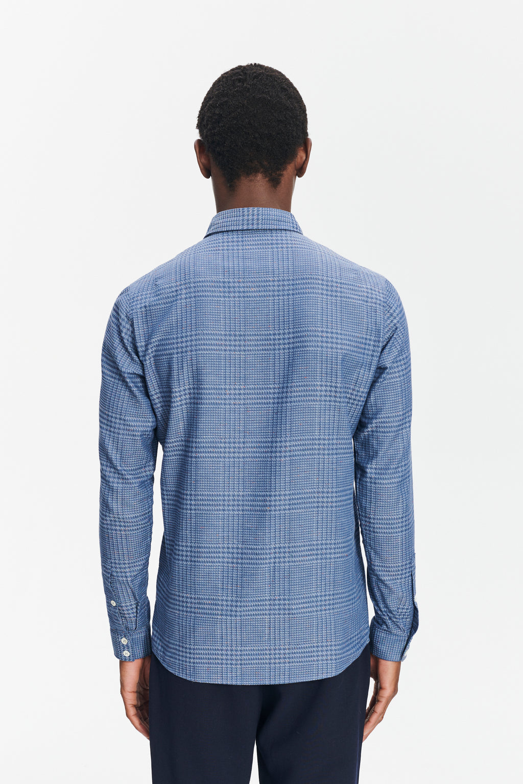 Proper Shirt in a Blue Subtle Prince of Wales Italian Cotton