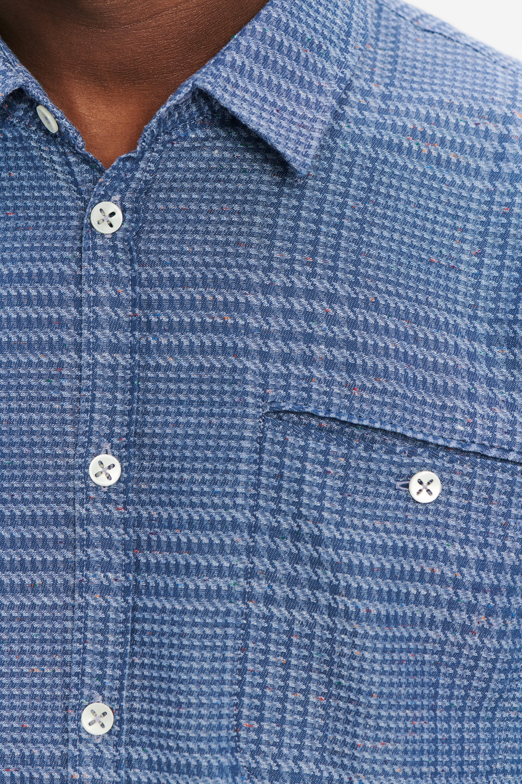 Proper Shirt in a Blue Subtle Prince of Wales Italian Cotton