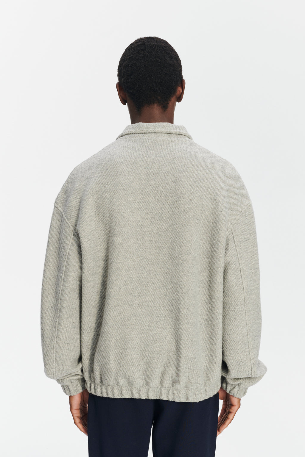 New Zipped Blouson Jacket in a Creme Grey Portuguese Recycled Wool and Organic Cotton