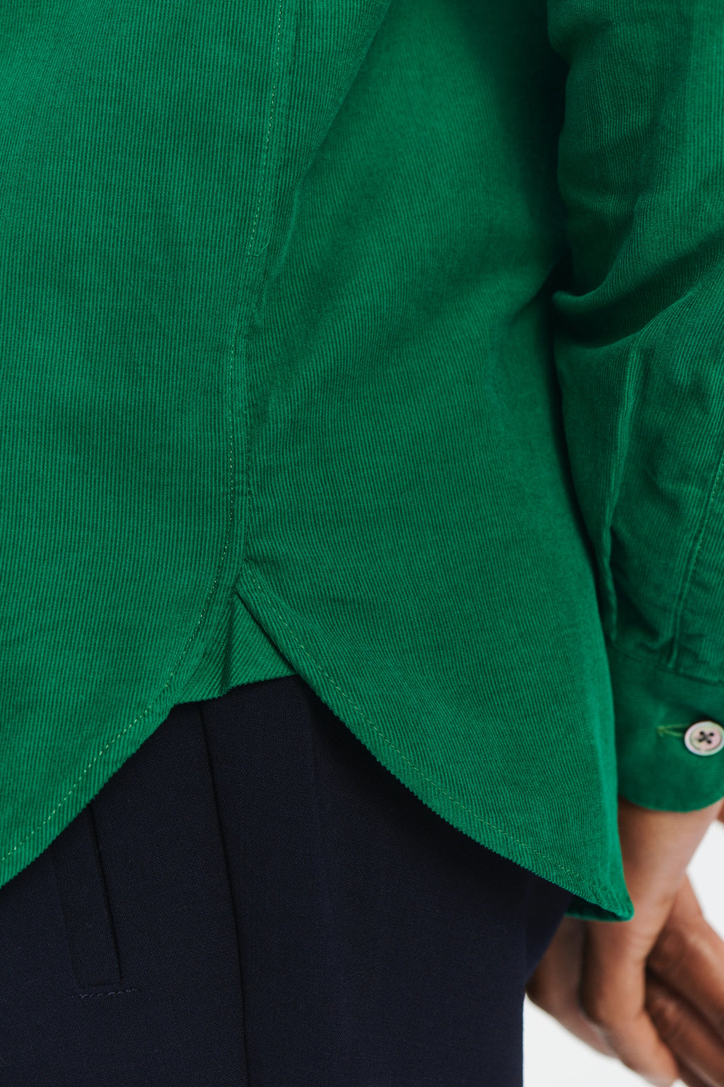 Cute Shirt in a Jade Green Italian Baby Corduroy Cotton