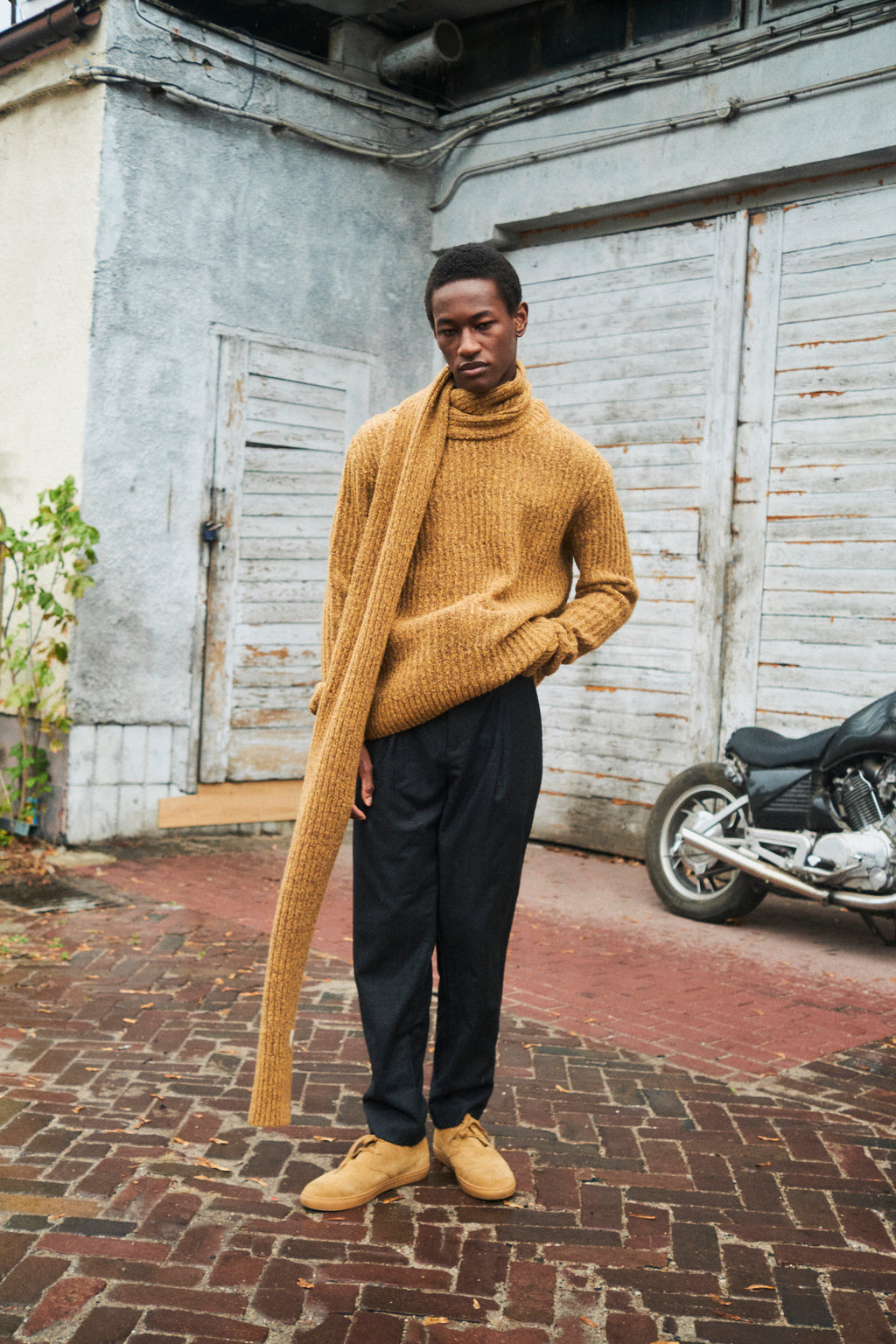 Crewneck Sweater in the Finest Mustard Lambs Wool - Photoshoot Sample