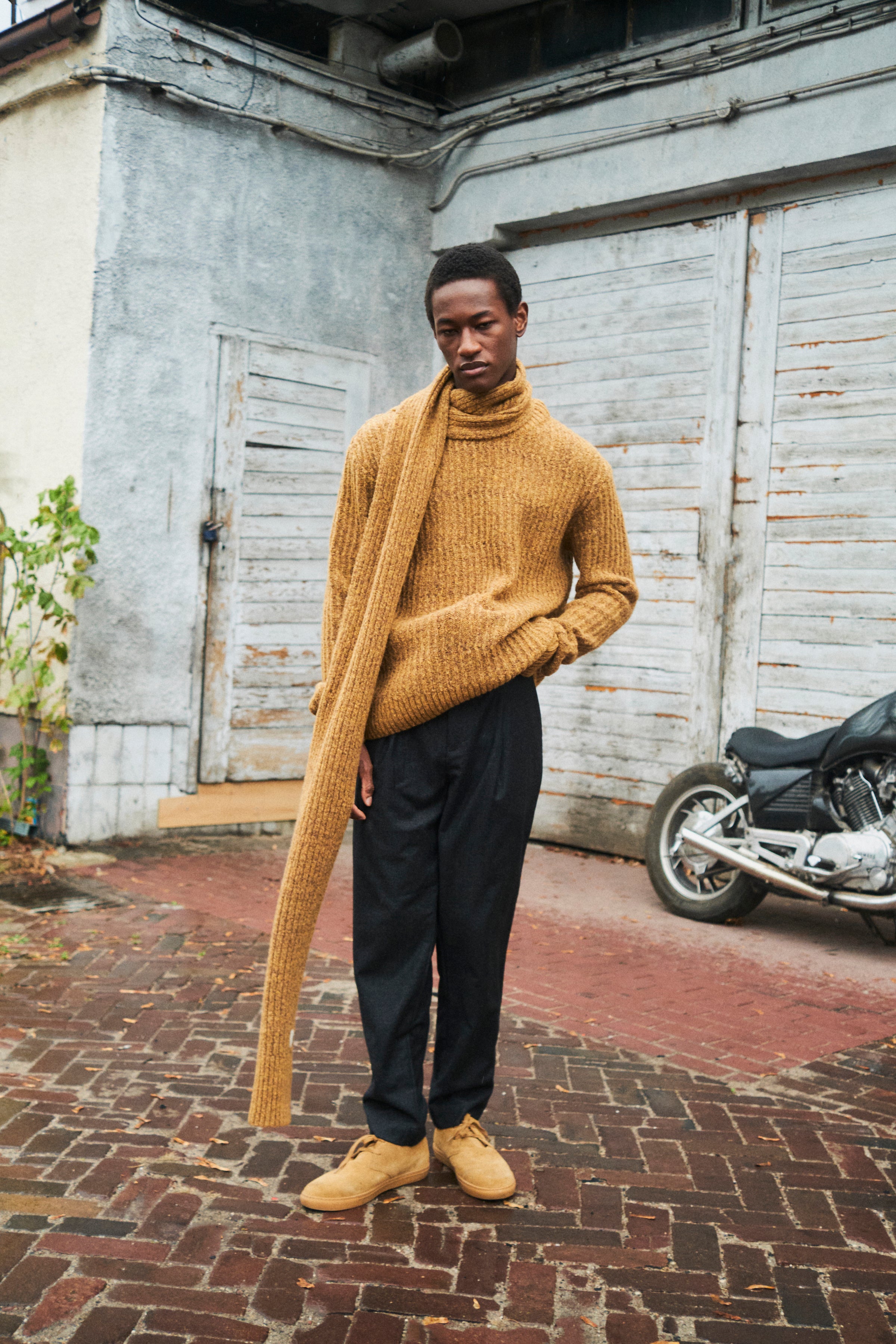 Crewneck Sweater in the Finest Mustard Lambs Wool - Photoshoot Sample