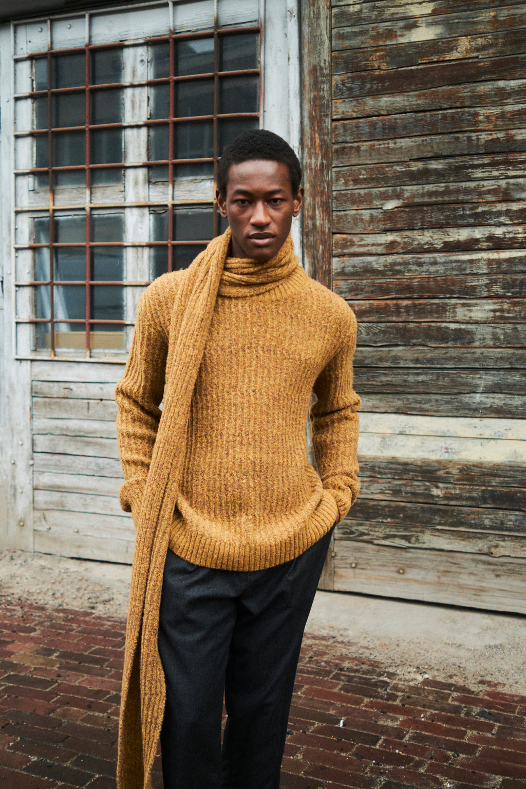 Crewneck Sweater in the Finest Mustard Lambs Wool - Photoshoot Sample