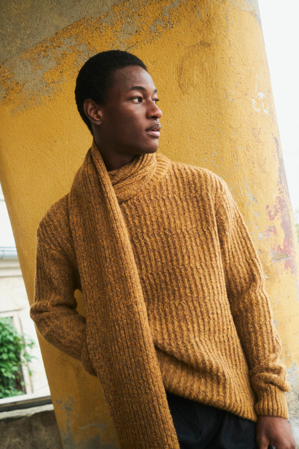 Crewneck Sweater in the Finest Mustard Lambs Wool - Photoshoot Sample
