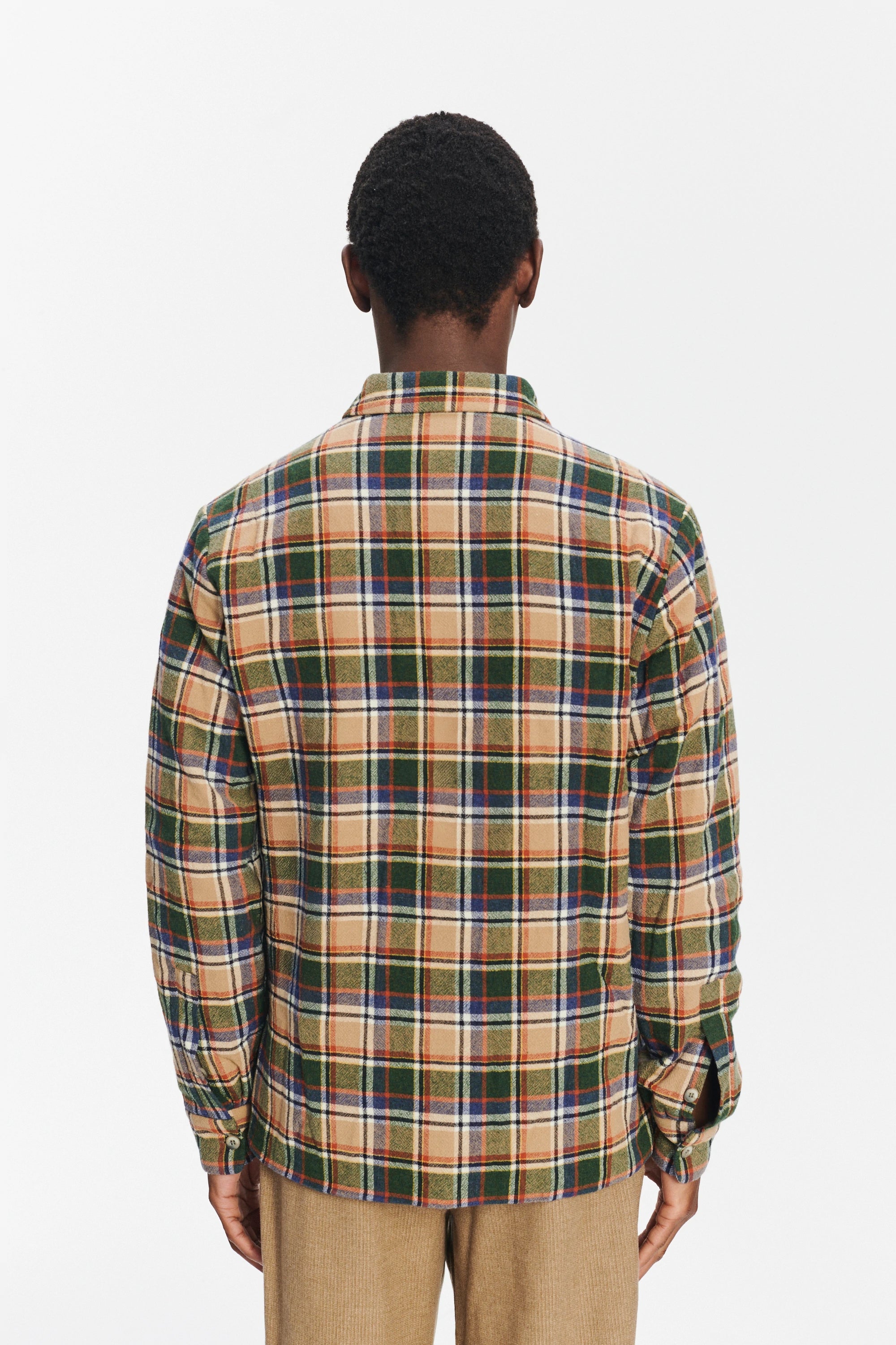Insulated Jacket in a Chequered Green, Navy and Orange Soft High End Italian Virgin Wool with Freudenberg Insulation