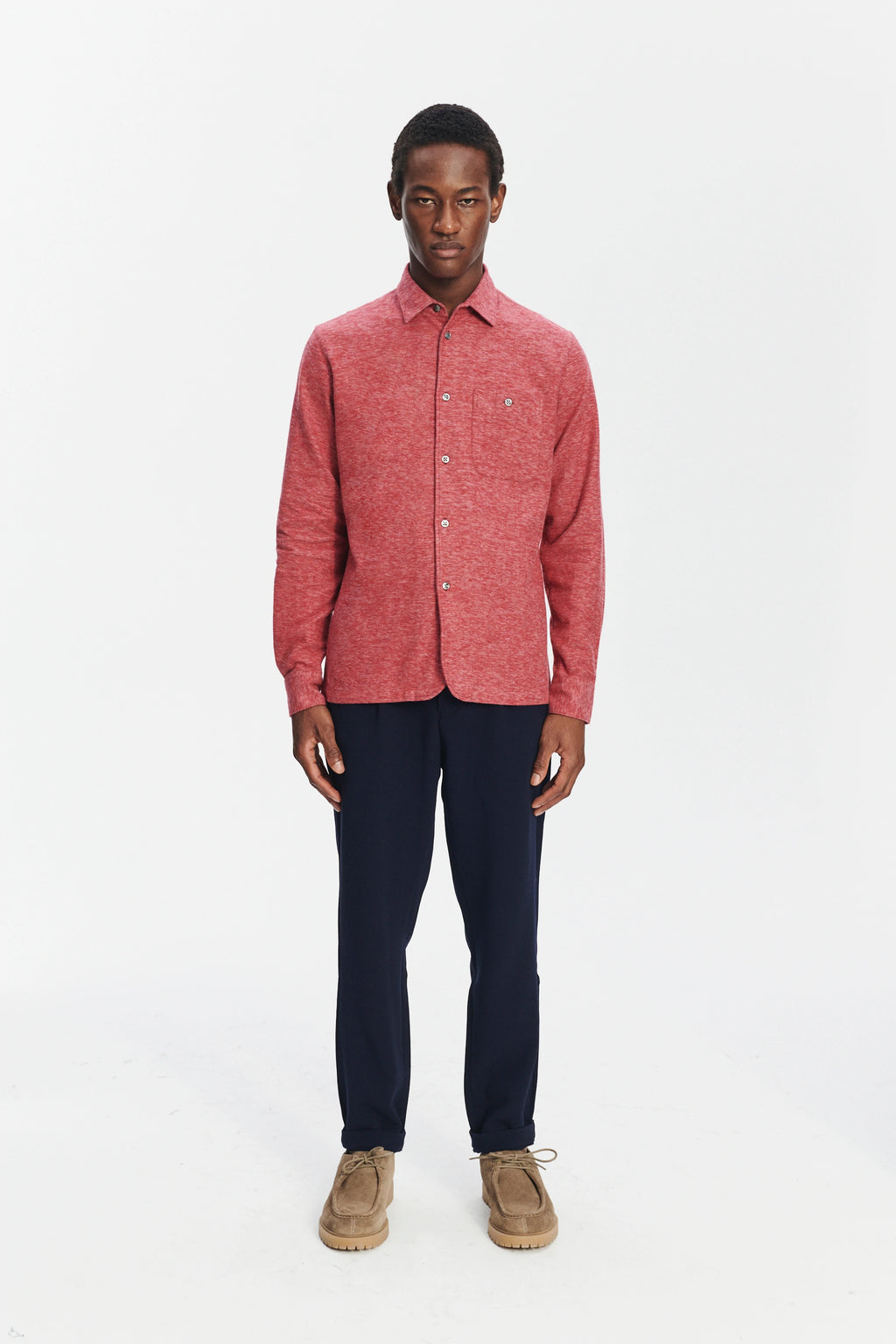 Strong Shirt in the Finest Melange Red Italian Cotton Flannel