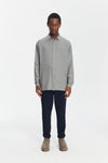 Long Sleeve Oversized Boxy Shirt in a Grey Portuguese Modal and Merino Wool Blend