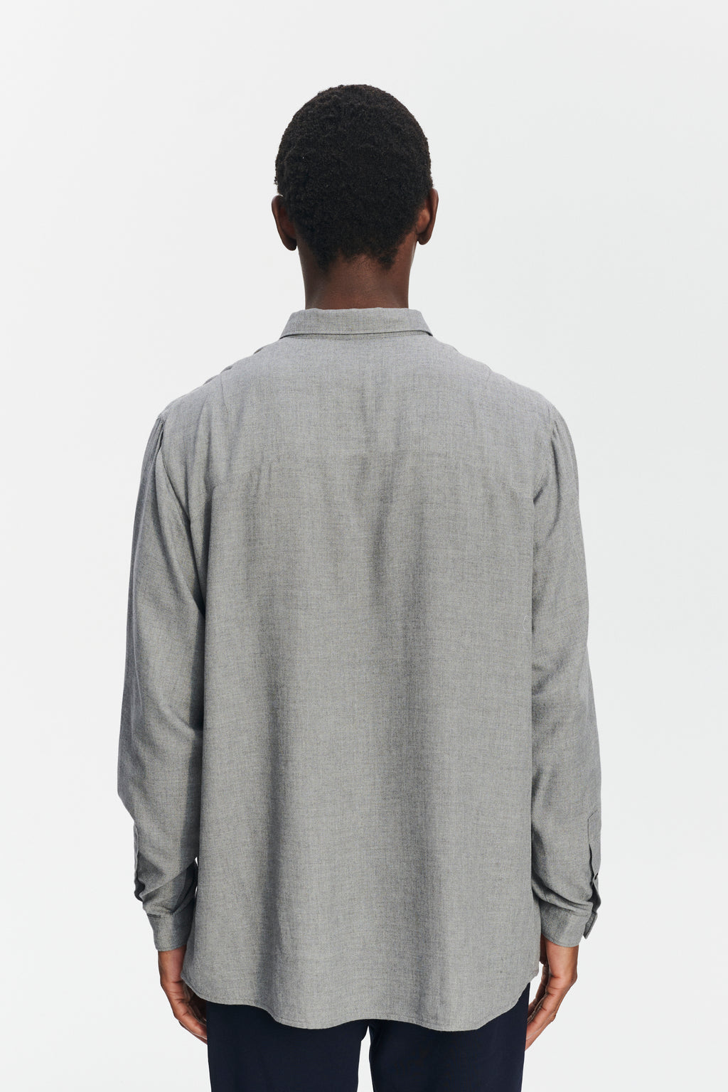 Long Sleeve Oversized Boxy Shirt in a Grey Portuguese Modal and Merino Wool Blend