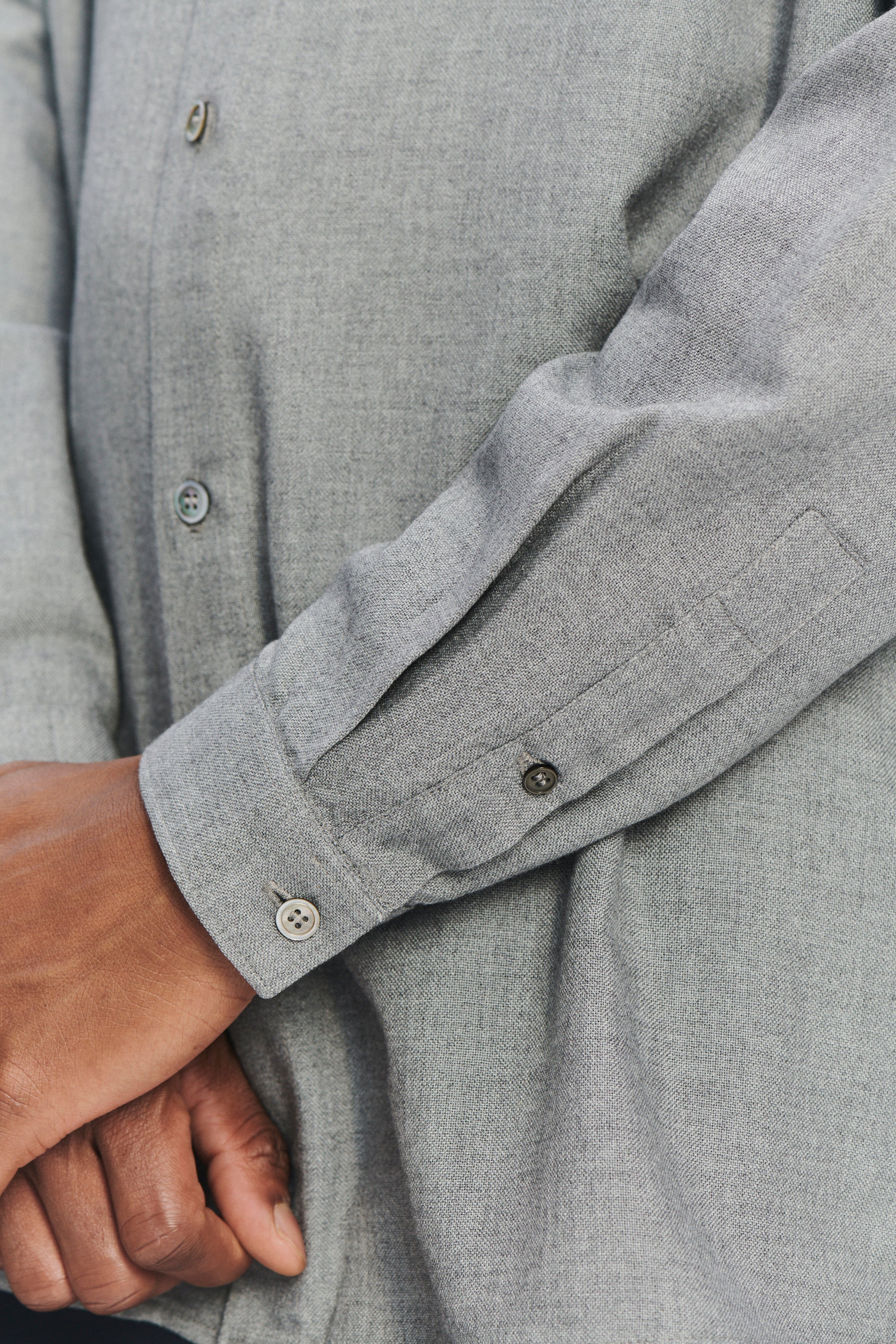 Long Sleeve Oversized Boxy Shirt in a Grey Portuguese Modal and Merino Wool Blend