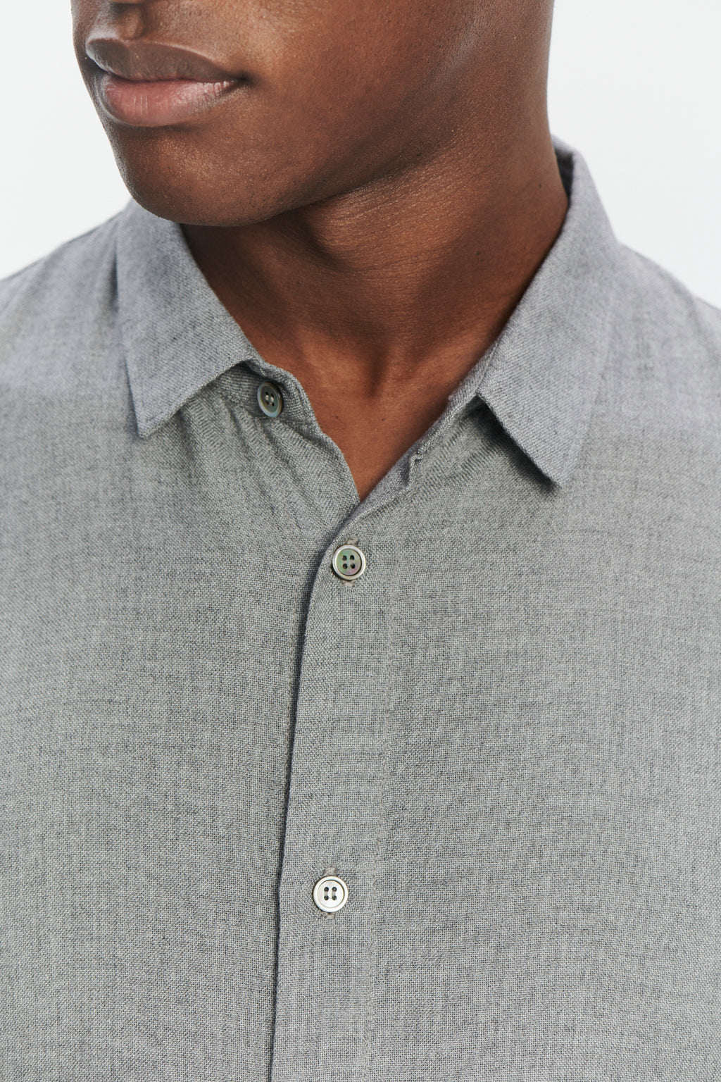 Long Sleeve Oversized Boxy Shirt in a Grey Portuguese Modal and Merino Wool Blend