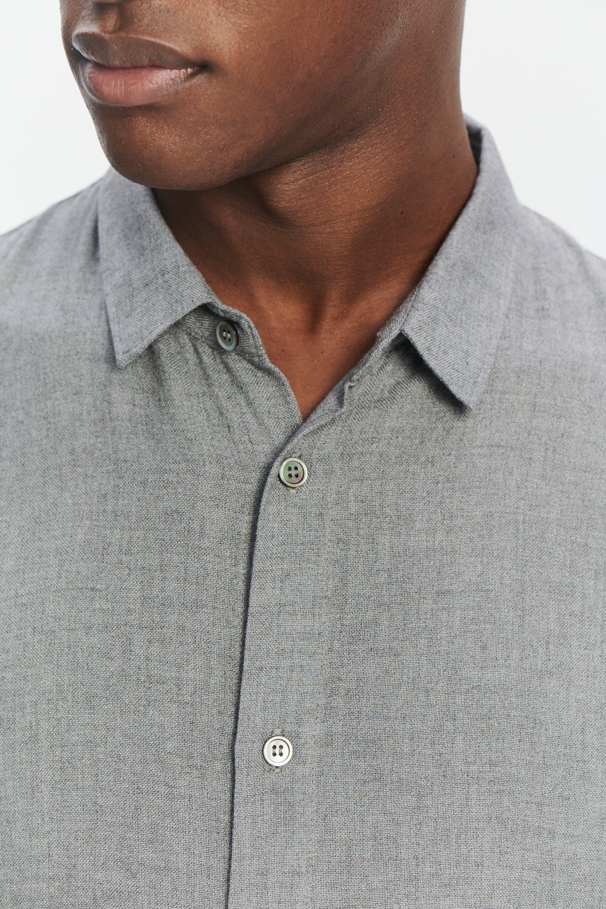 Long Sleeve Oversized Boxy Shirt in a Grey Portuguese Modal and Merino Wool Blend