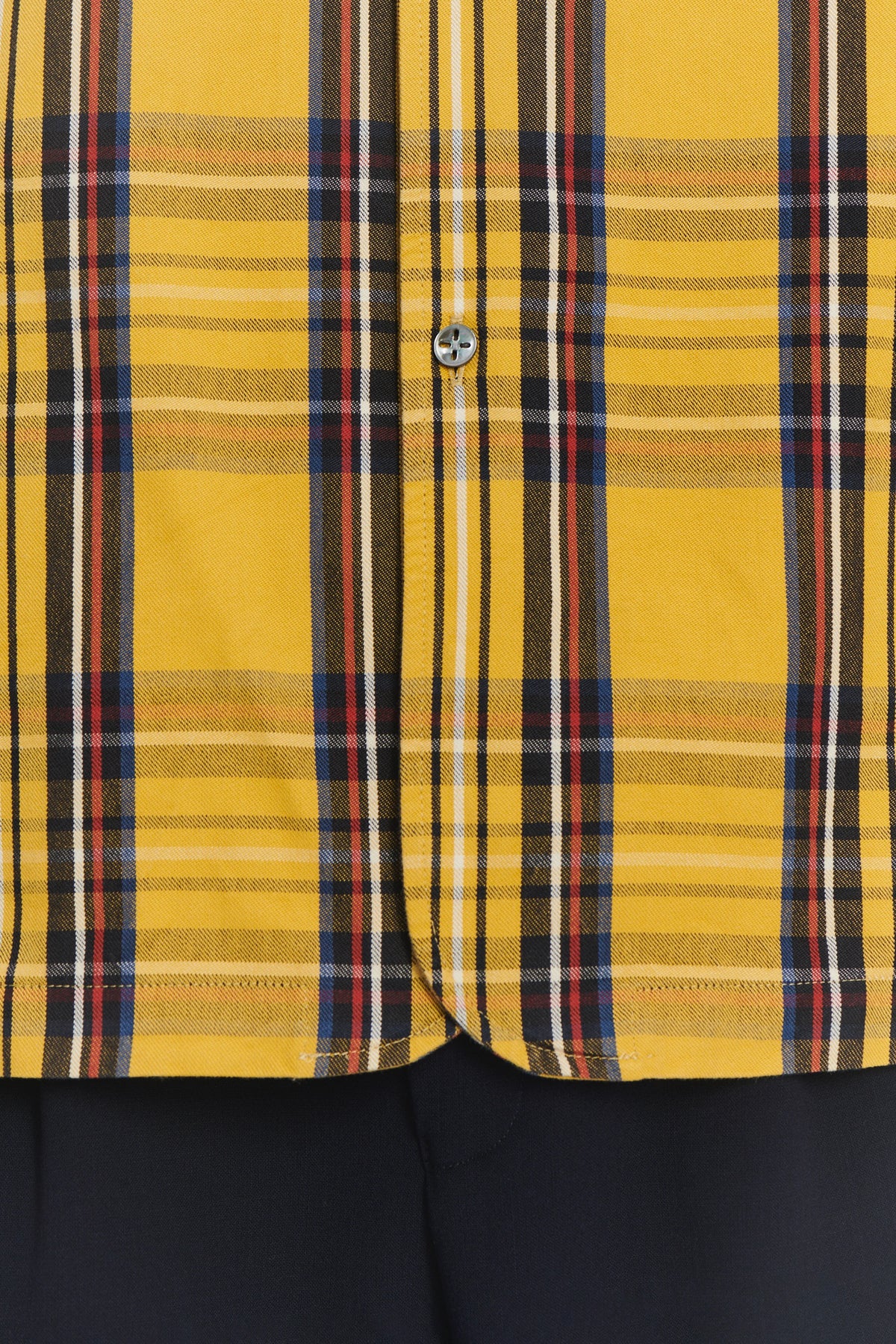 Strong Shirt in a Yellow, Red and Dark Blue Chequered Italian Sturdy Italian Cotton