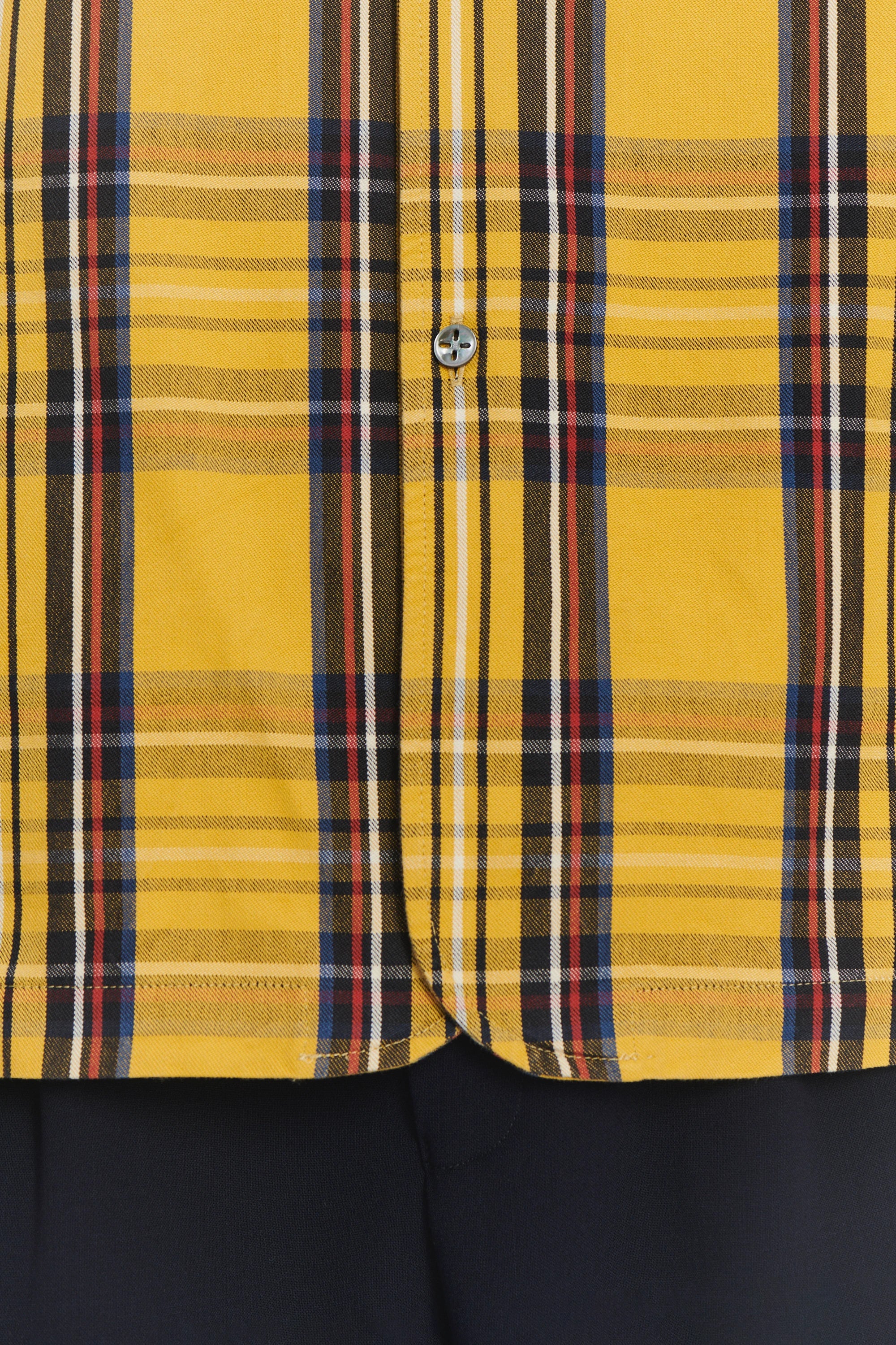 Strong Shirt in a Yellow, Red and Dark Blue Chequered Italian Sturdy Italian Cotton Last Restock