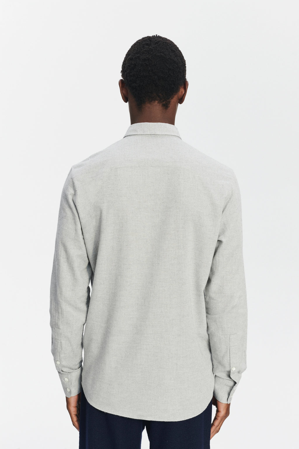 Feel Good Shirt in a Light Sky Grey Portuguese Cotton and Cashmere Flannel