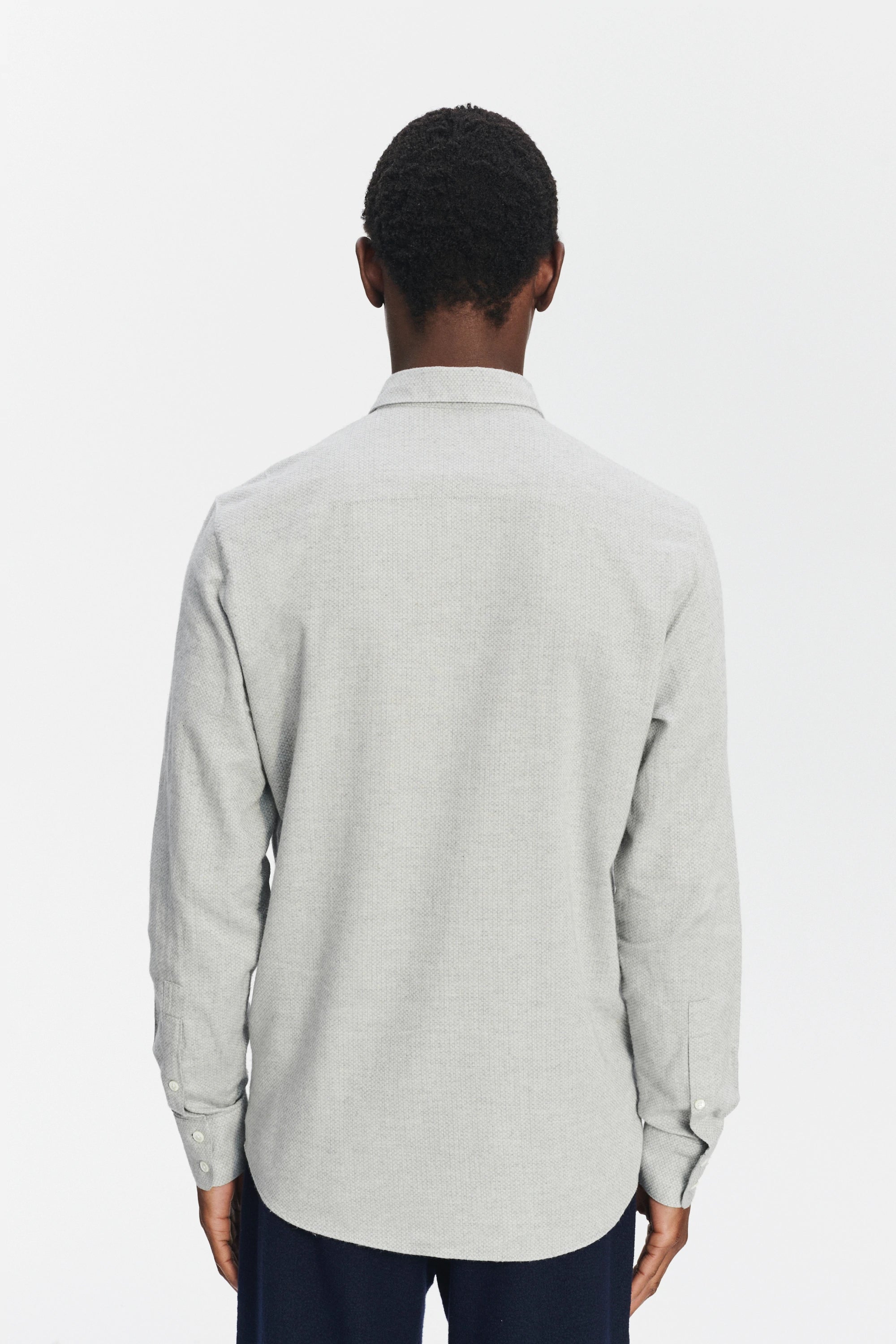 Feel Good Shirt in a Light Sky Grey Portuguese Cotton and Cashmere Flannel