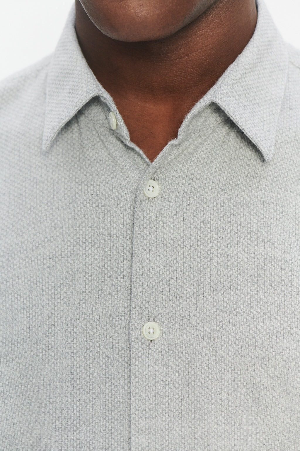 Feel Good Shirt in a Light Sky Grey Portuguese Cotton and Cashmere Flannel