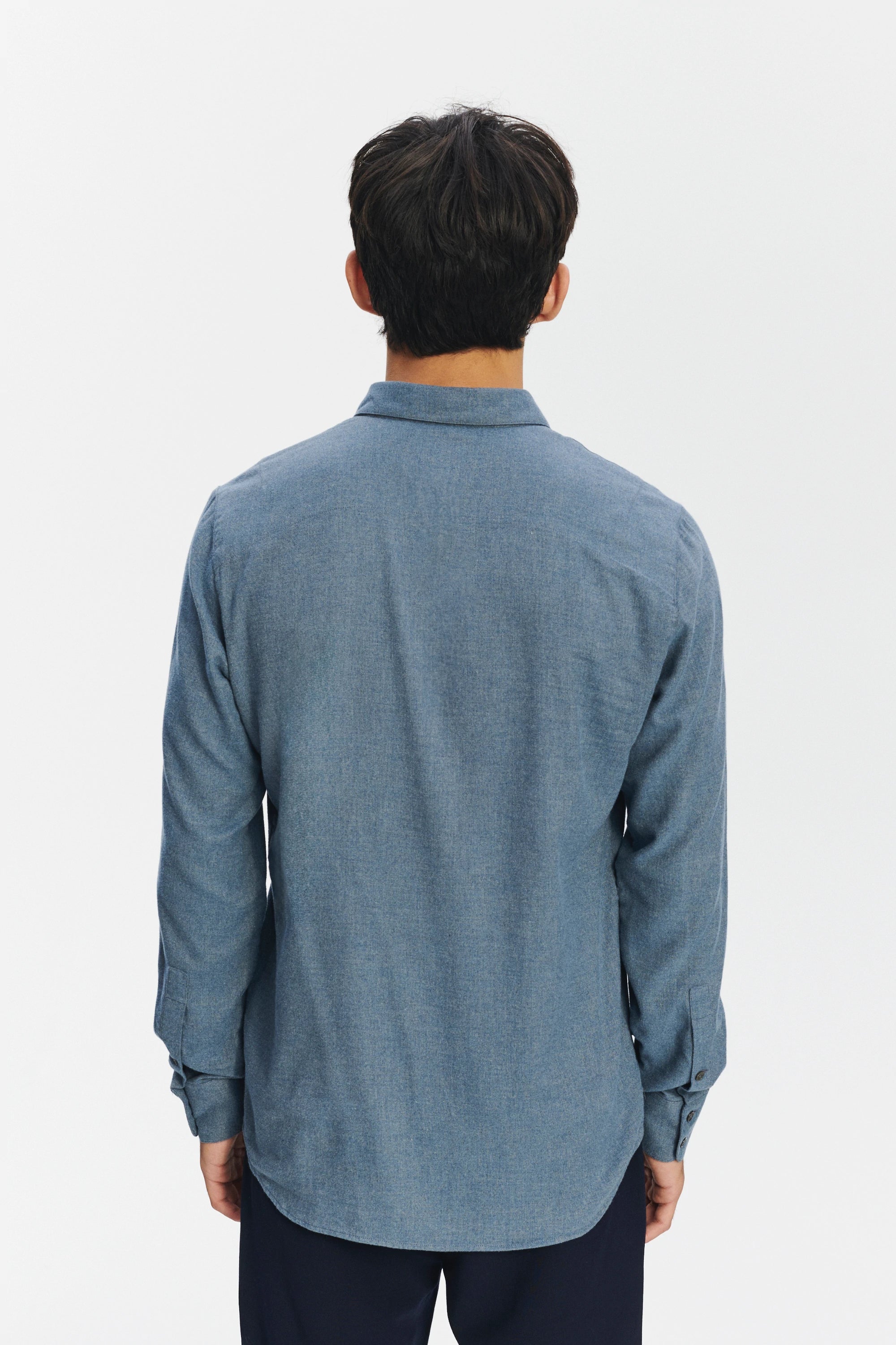 Feel Good Shirt in the Finest Petrol Blue Italian Brushed Soft Cotton Flannel by Albini