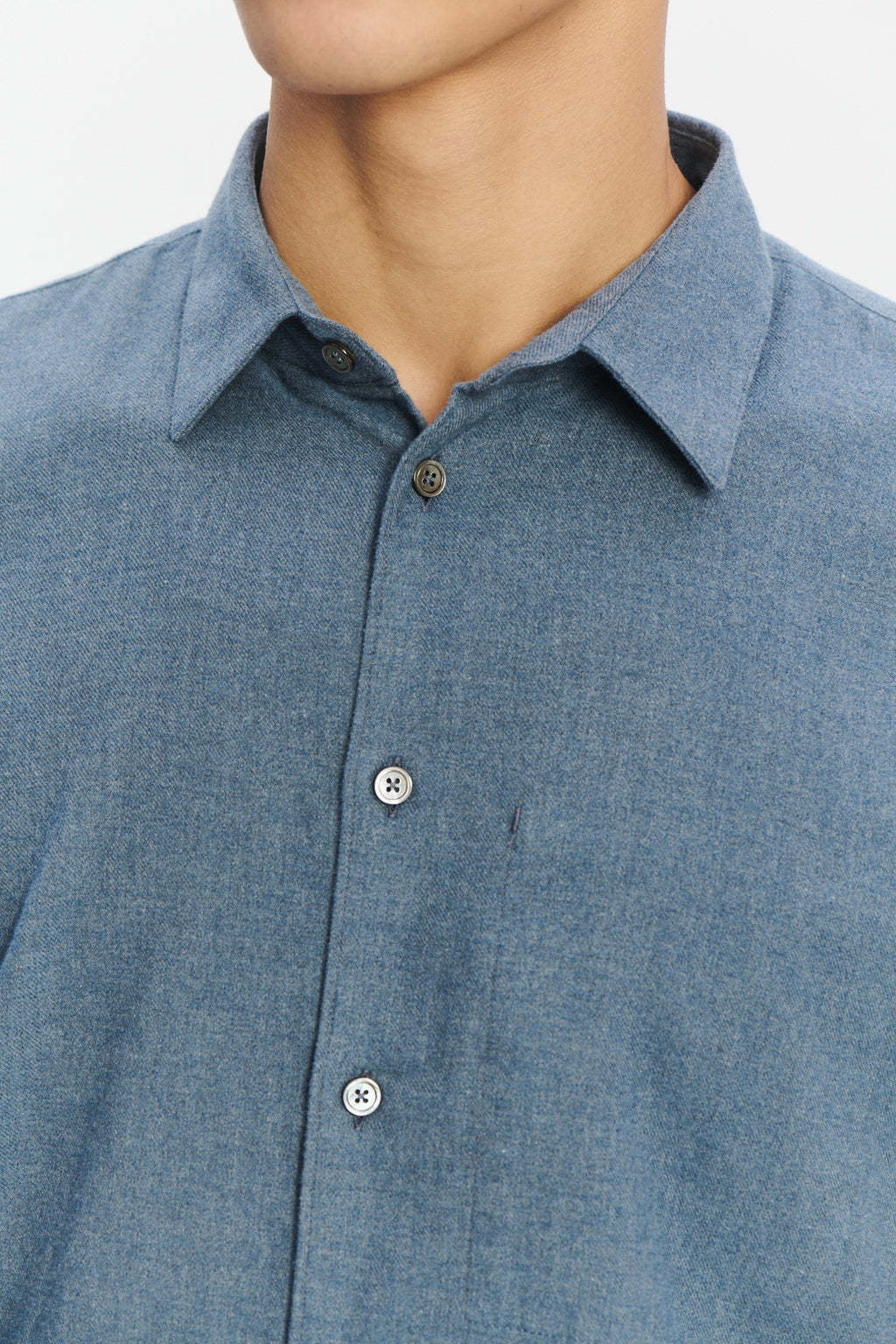 Feel Good Shirt in the Finest Petrol Blue Italian Brushed Soft Cotton Flannel by Albini