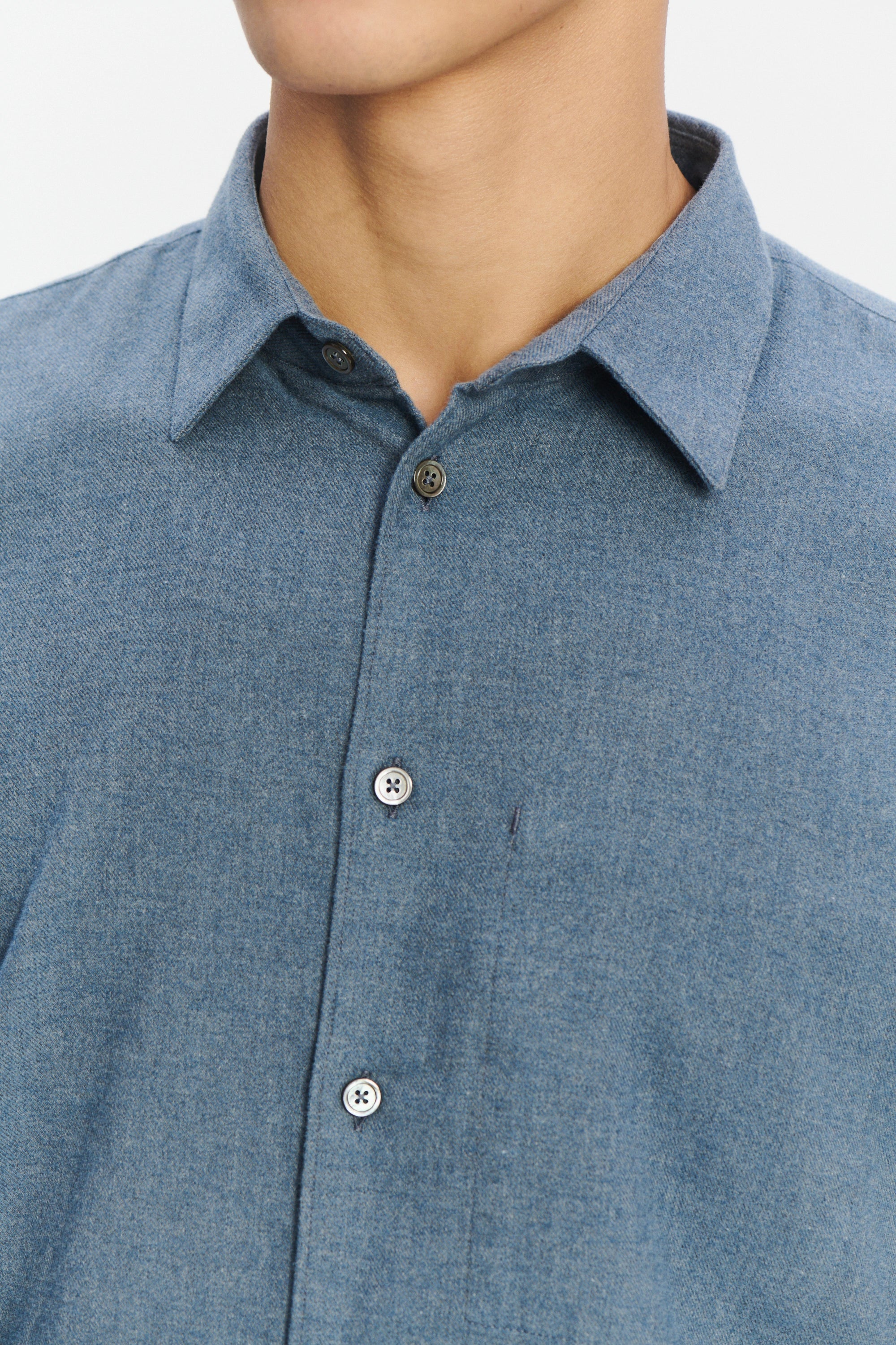 Feel Good Shirt in the Finest Petrol Blue Italian Brushed Soft Cotton Flannel by Albini