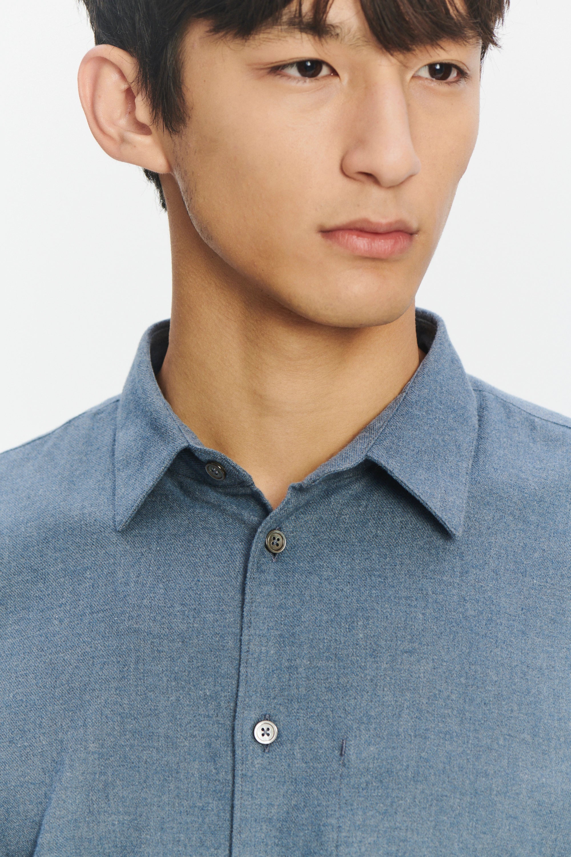 Feel Good Shirt in the Finest Petrol Blue Italian Brushed Soft Cotton Flannel by Albini