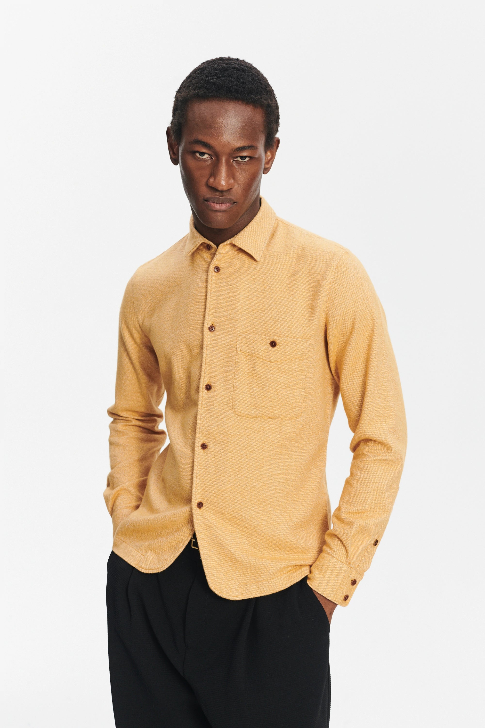 Strong Shirt in the Finest Portuguese Curcuma Yellow Cotton Flannel