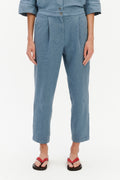 Jogger Trousers in a Pale Sky Blue Italian Recycled Cotton Denim