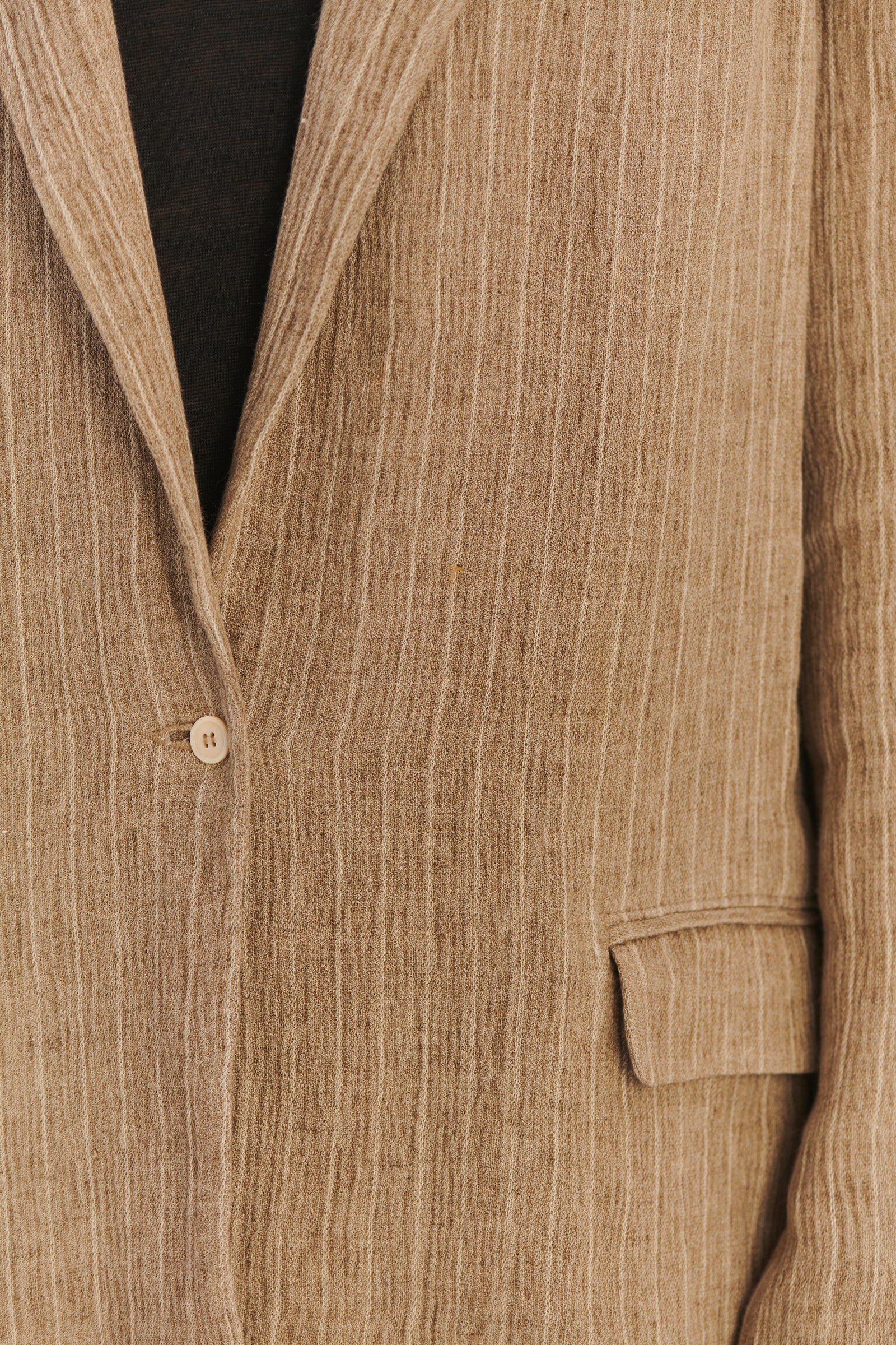 Oversized Layover Jacket in a Camel Fluid Italian Linen and Viscose