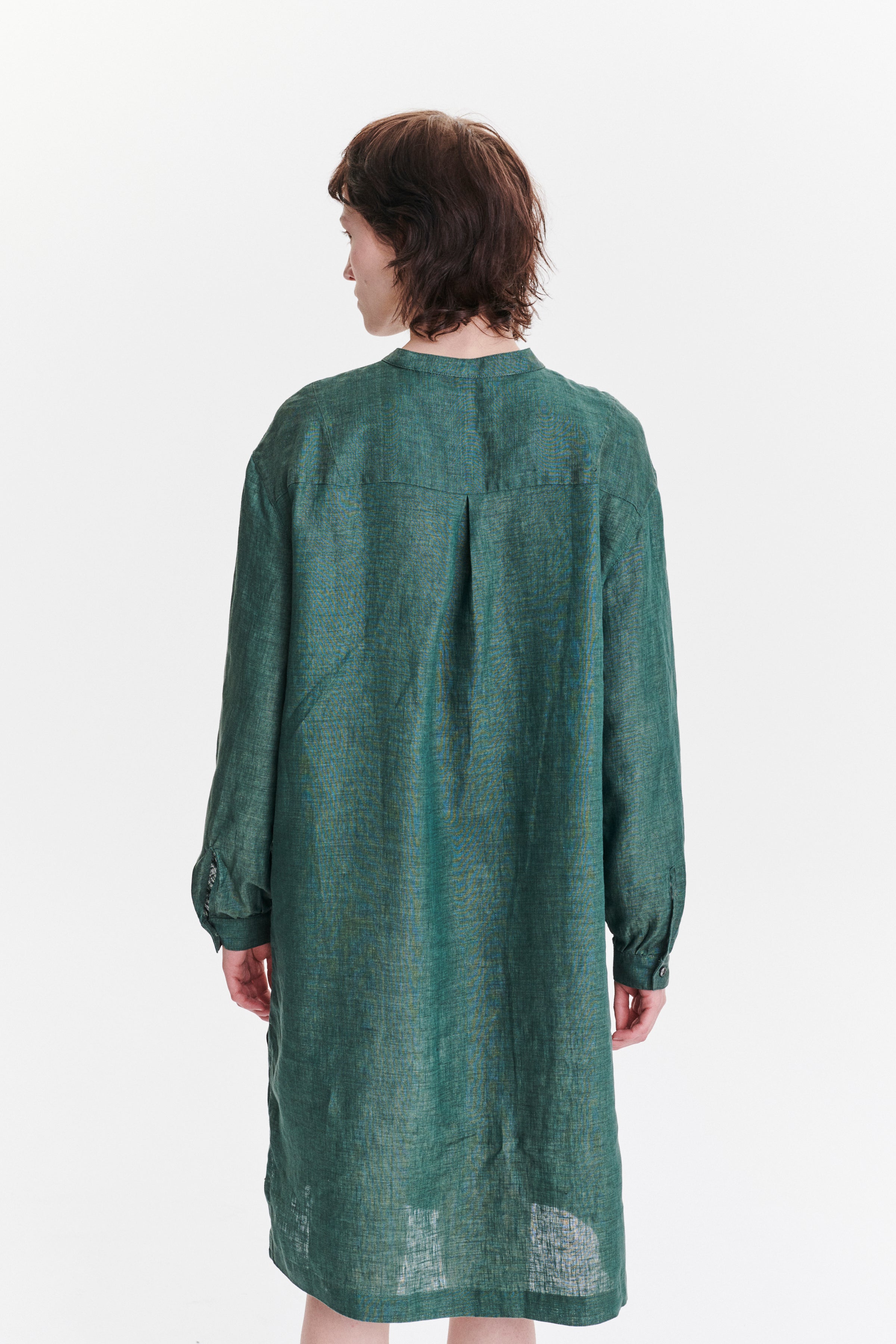 Pop-Over Tunic Dress in a Delavé Green Italian Masters of Linen