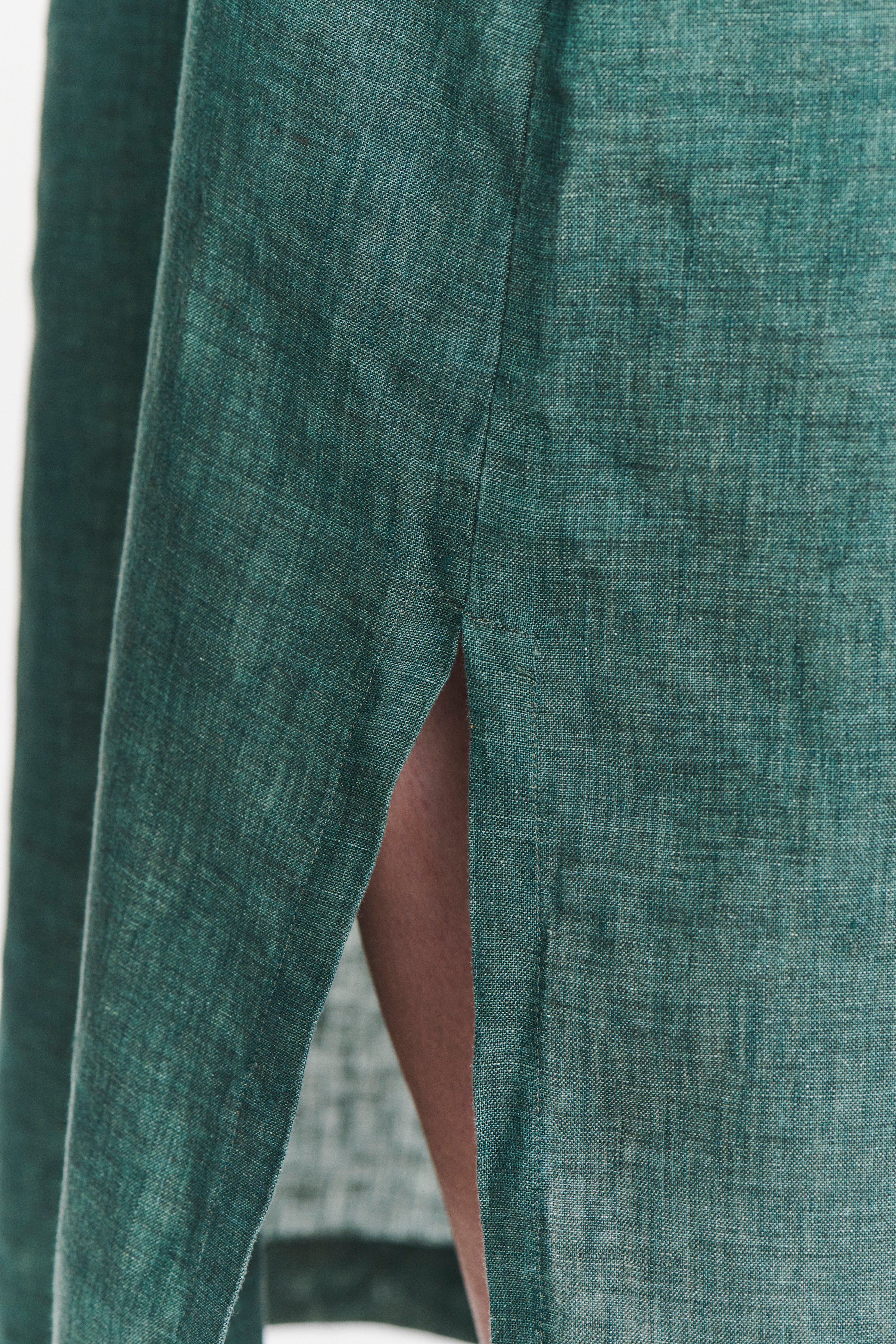 Pop-Over Tunic Dress in a Delavé Green Italian Masters of Linen