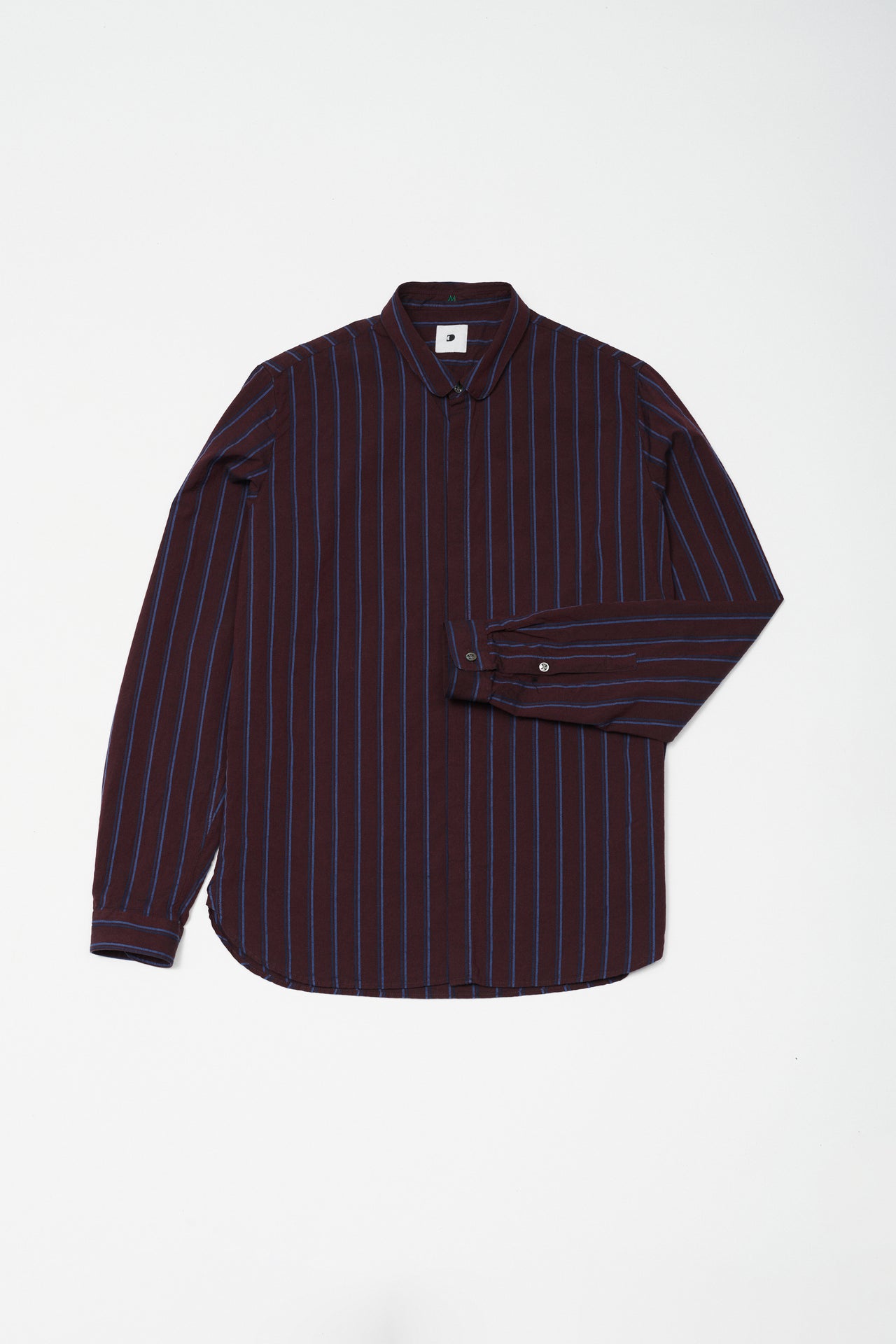 Cute Shirt in a Blue-Striped Burgundy Soft Italian Cotton