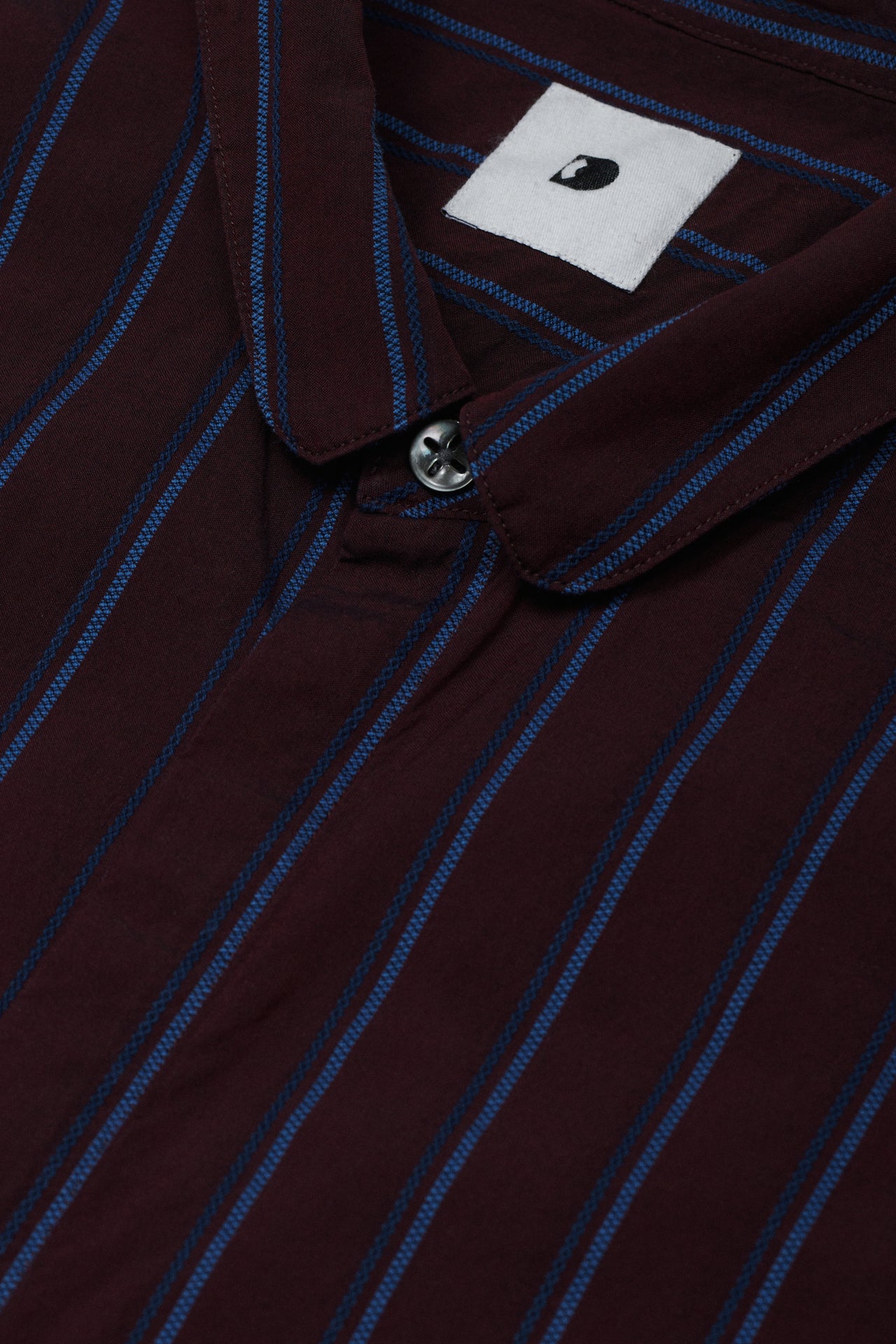 Cute Shirt in a Blue-Striped Burgundy Red Soft Italian Cotton
