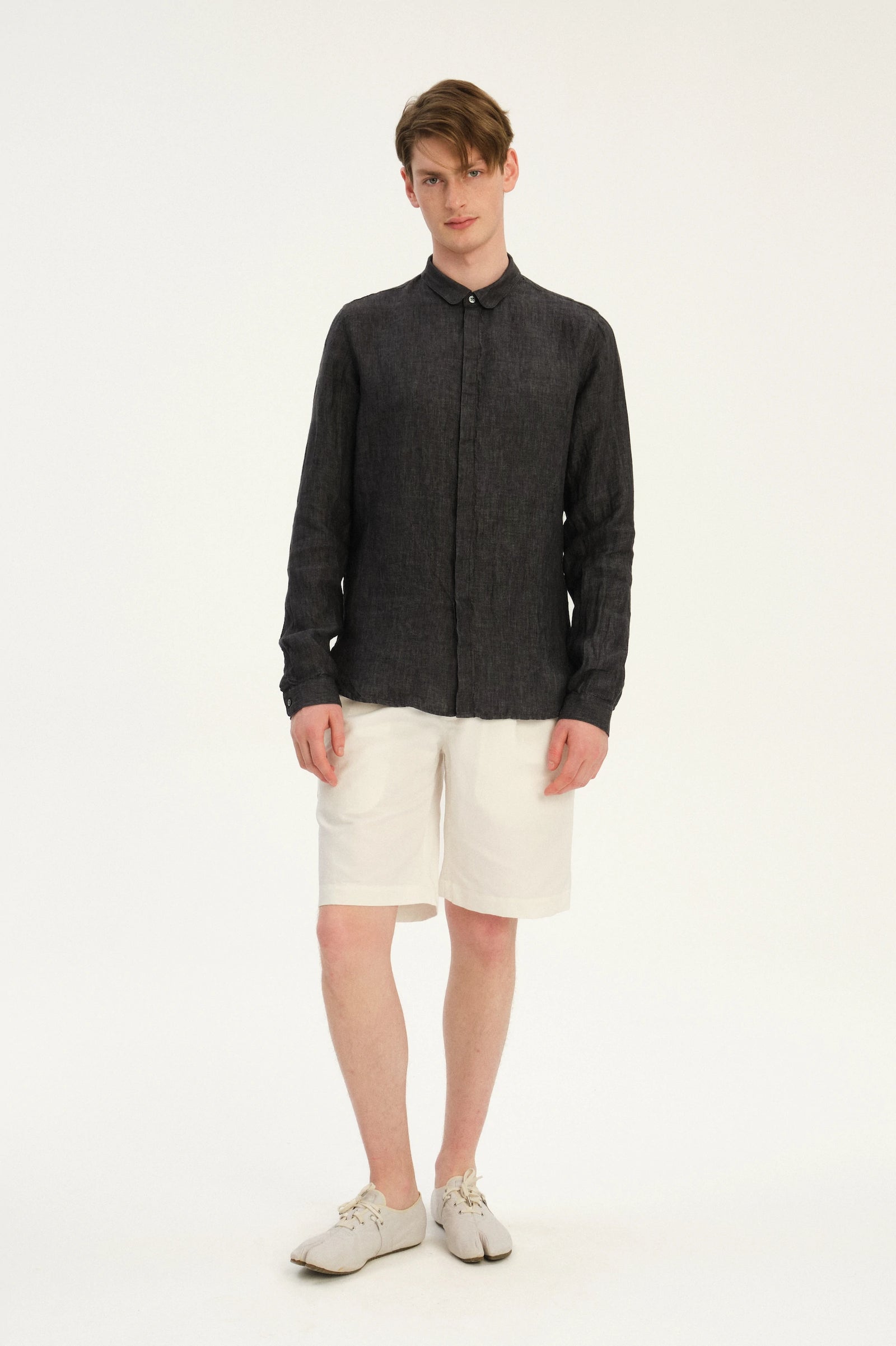 Cute Round Collar Shirt in Pure Linen