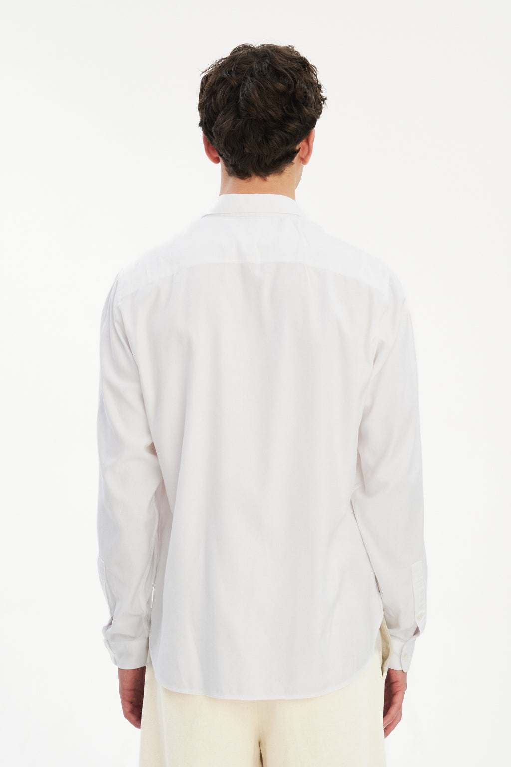 Cute Shirt in a White Very Soft Italian Lyocell and Cotton