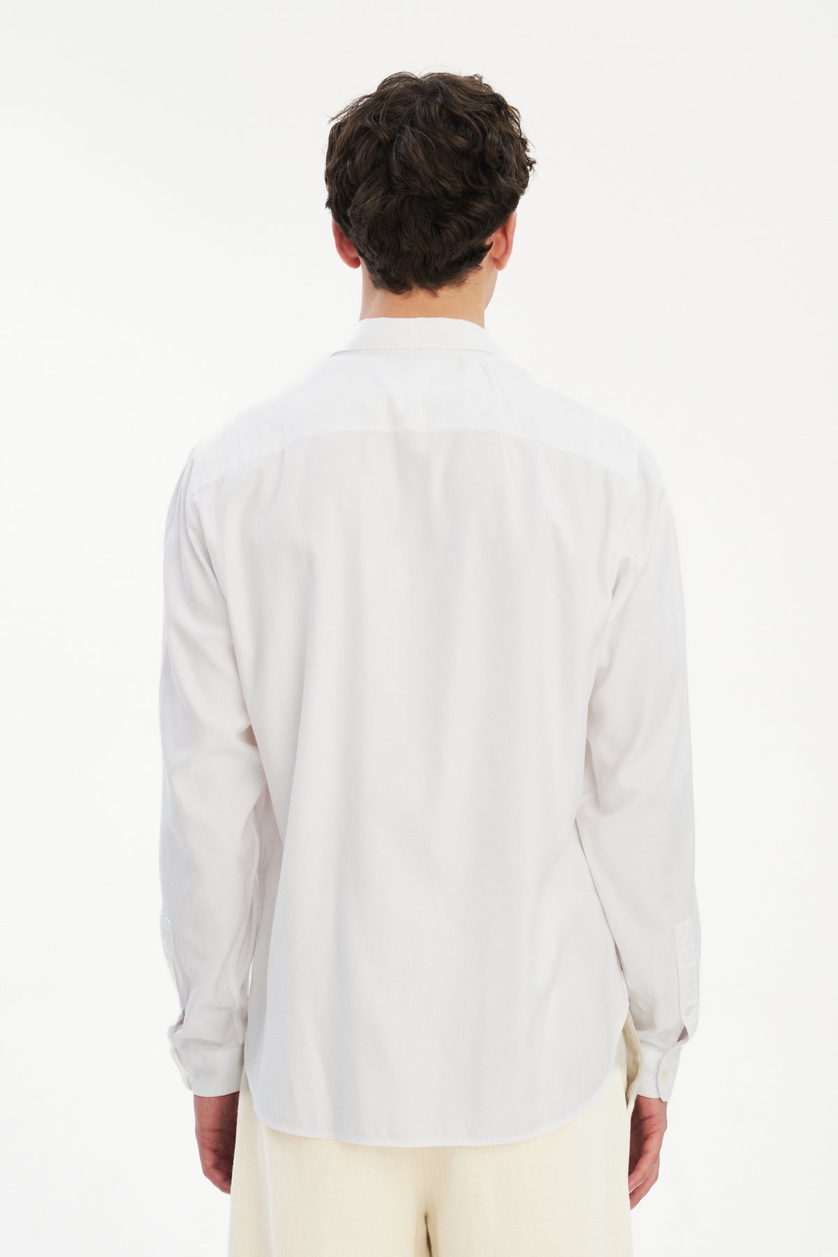 Cute Shirt in a White Very Soft Italian Lyocell and Cotton