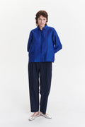 Cute Round Collar Shirt in a Cobalt Blue Soft Italian Linen