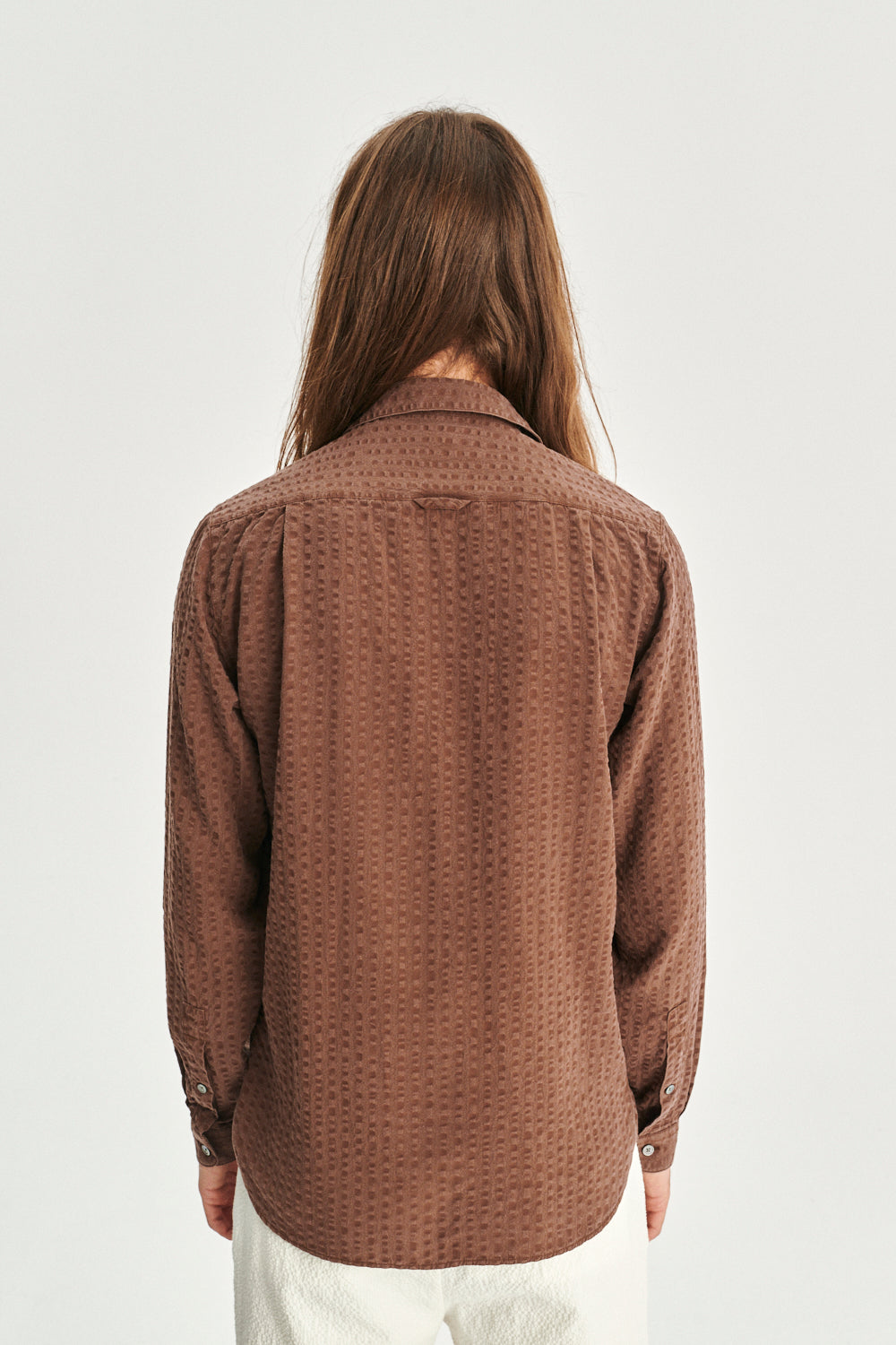 New Cute Shirt in a Brown Portuguese Pure Lyocell Soft Seersucker